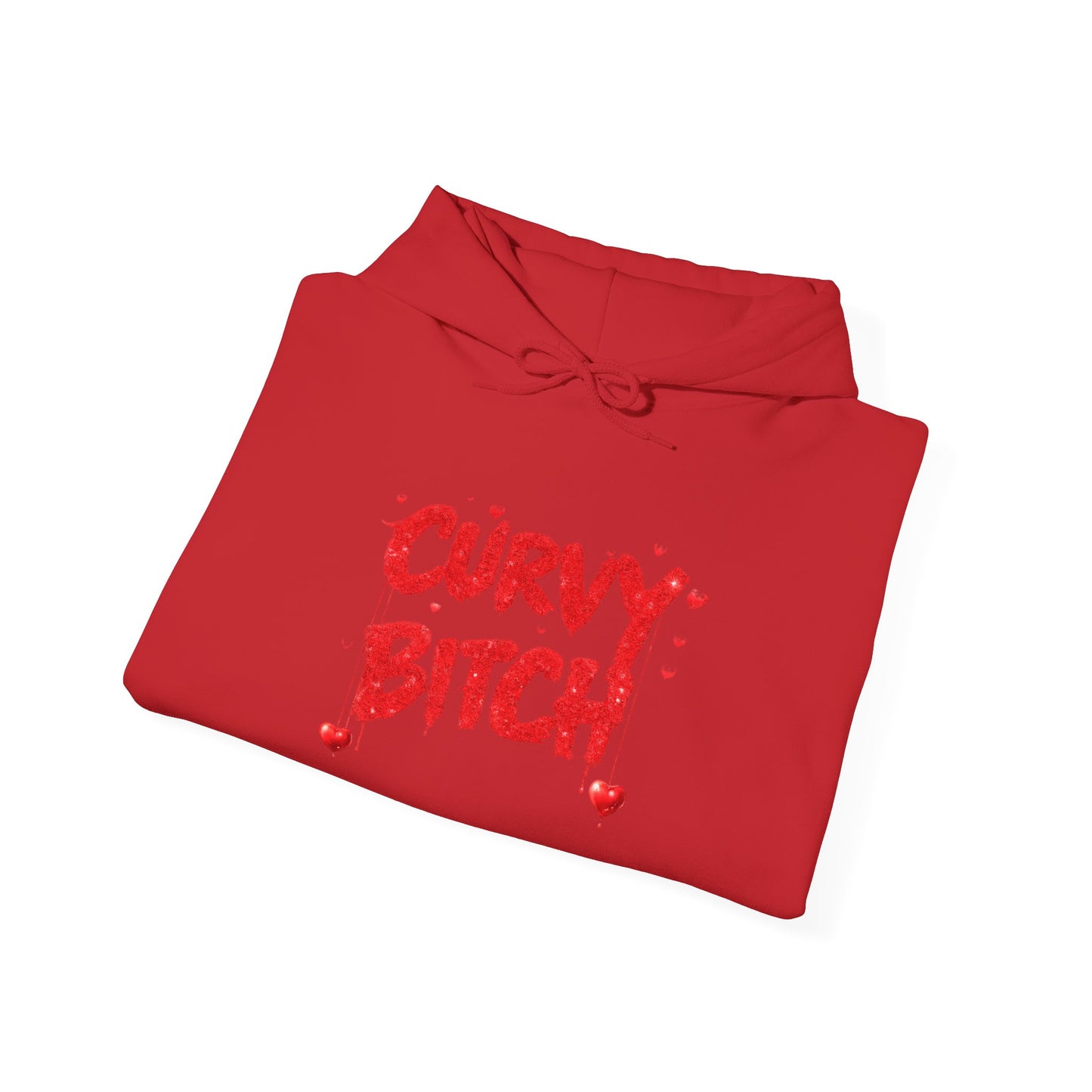 Curvy Bitch Hoodie — Bold Red Graphic Feminine Empowerment Sweatshirt