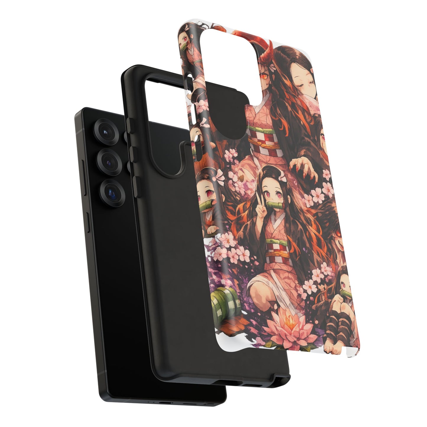 Anime Phone Case — Floral Nezuko Pattern Tough Case