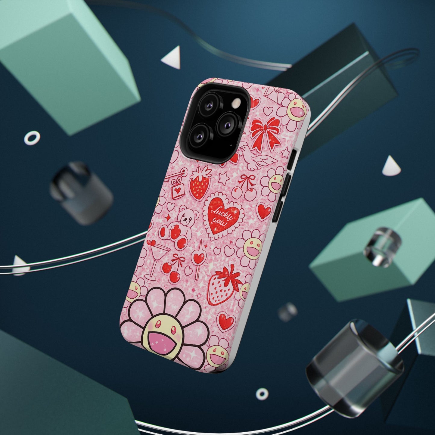 Cute Pink Kawaii Floral Phone Case — Impact-Resistant