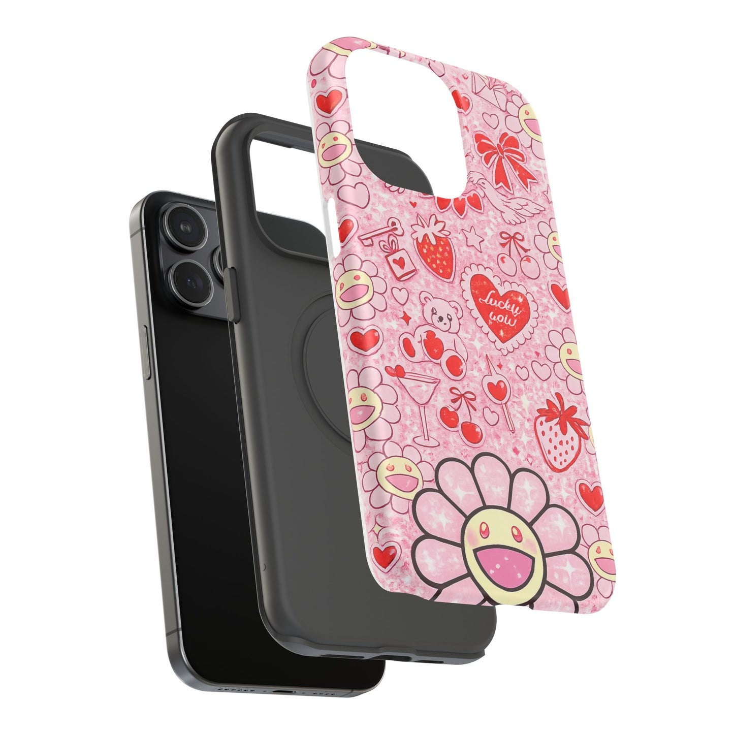 Cute Pink Kawaii Floral Phone Case — Impact-Resistant