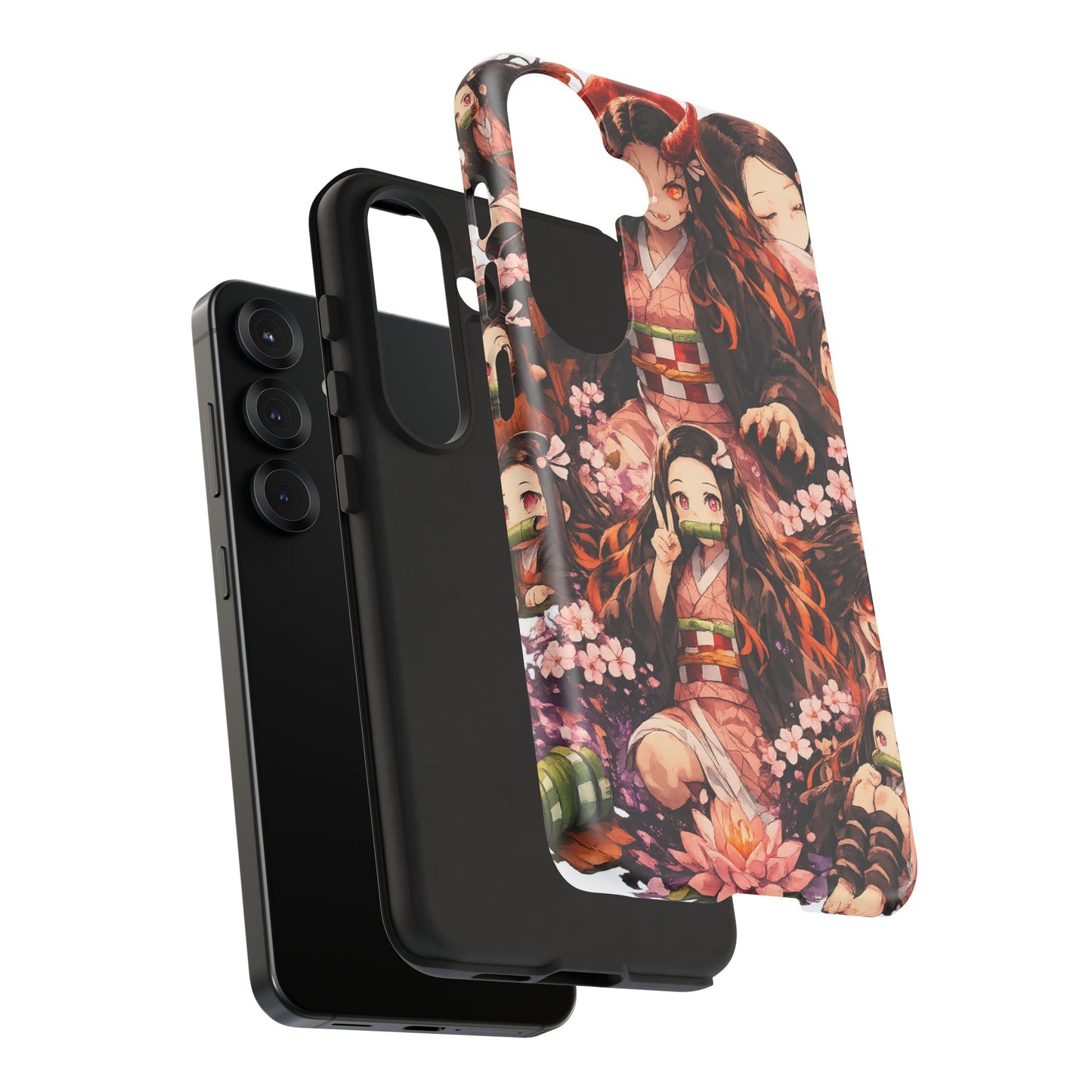 Anime Phone Case — Floral Nezuko Pattern Tough Case