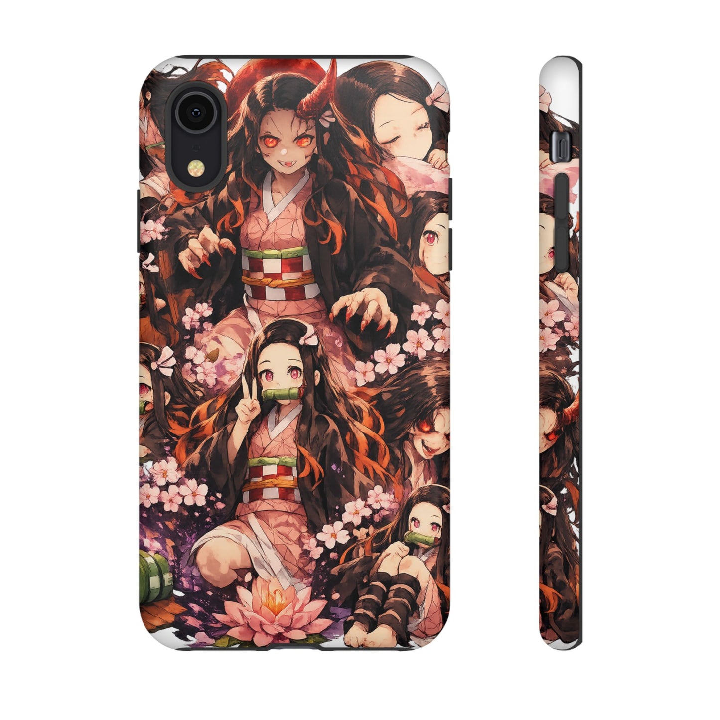 Anime Phone Case — Floral Nezuko Pattern Tough Case
