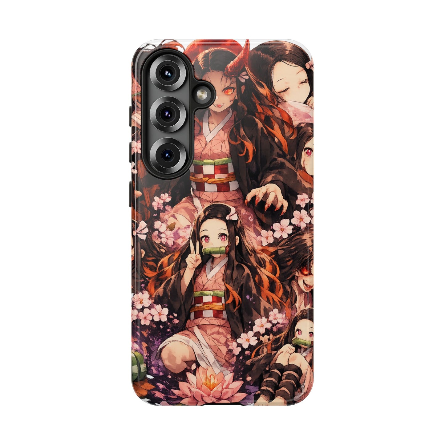 Anime Phone Case — Floral Nezuko Pattern Tough Case
