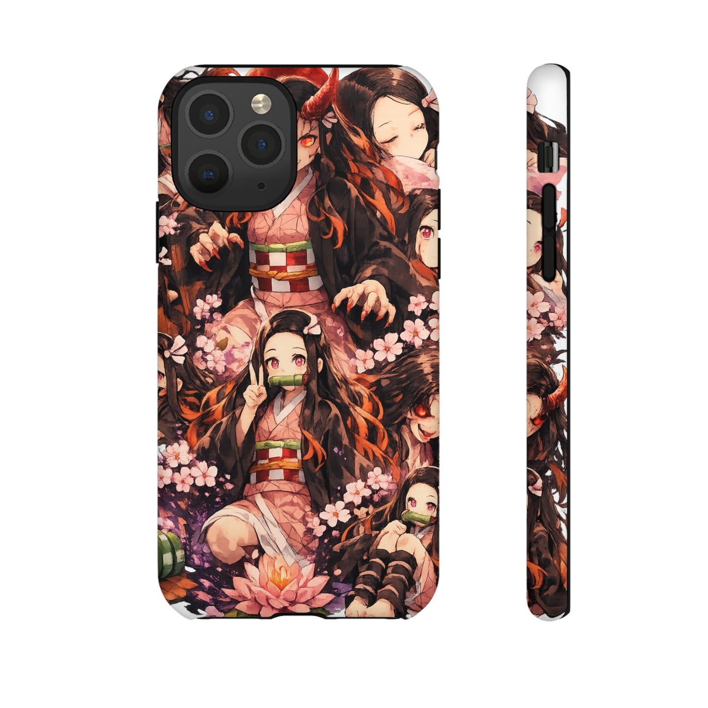 Anime Phone Case — Floral Nezuko Pattern Tough Case