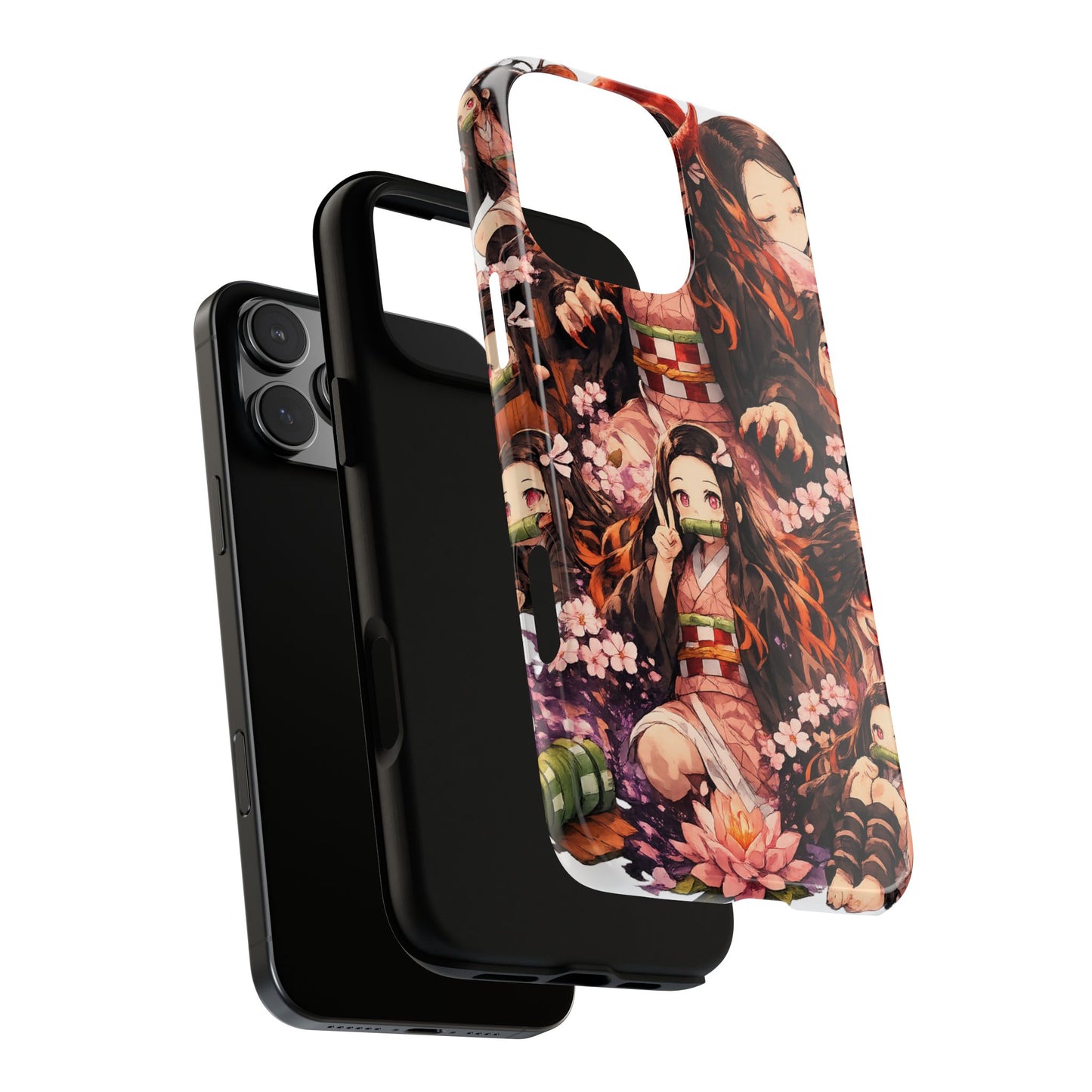 Anime Phone Case — Floral Nezuko Pattern Tough Case