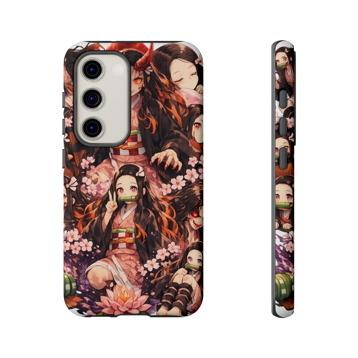 Anime Phone Case — Floral Nezuko Pattern Tough Case