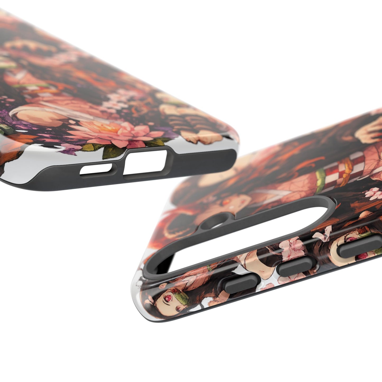 Anime Phone Case — Floral Nezuko Pattern Tough Case