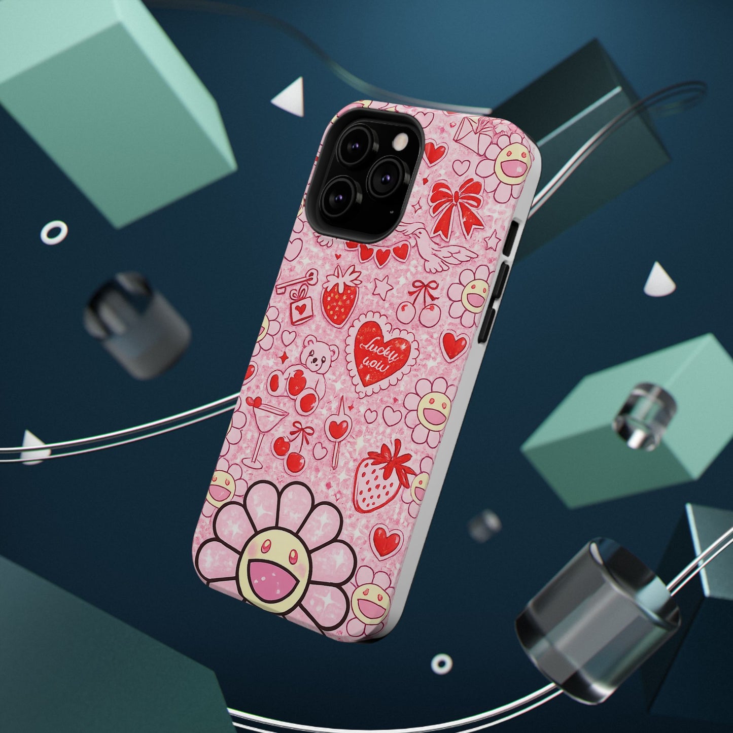 Cute Pink Kawaii Floral Phone Case — Impact-Resistant