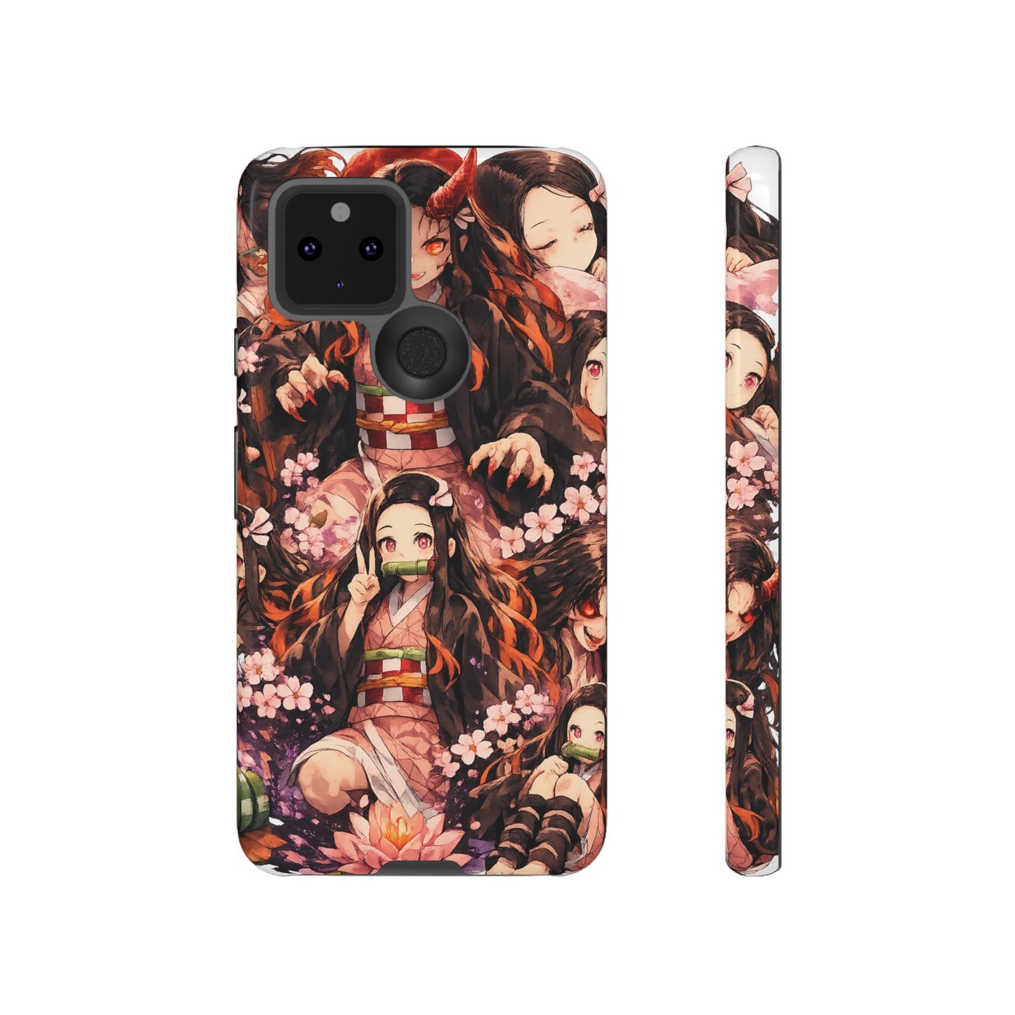Anime Phone Case — Floral Nezuko Pattern Tough Case