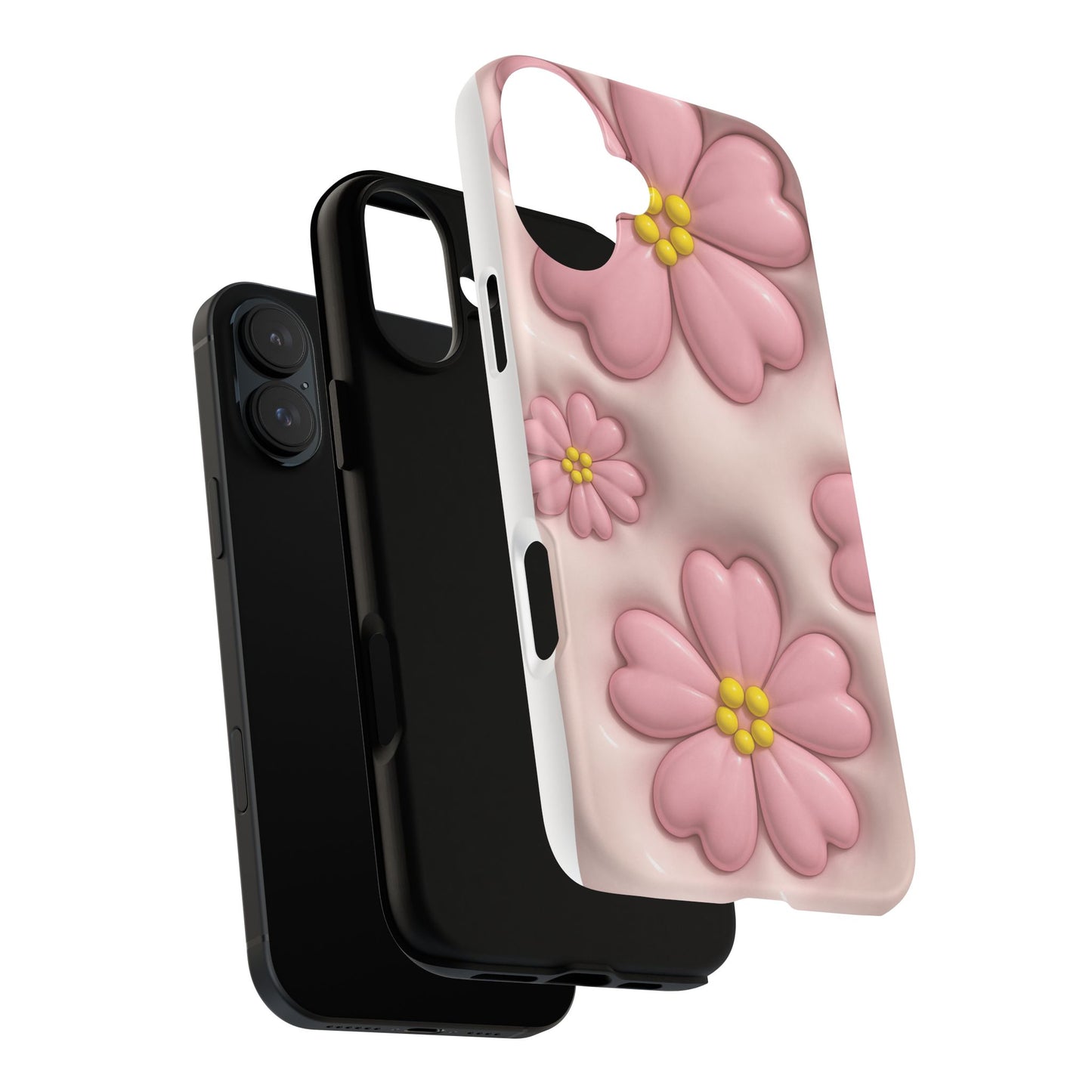 Floral Phone Case, Tough Cases for Women, Cute Flower iPhone Cover, Soft Pink Floral Design, Spring Accessories