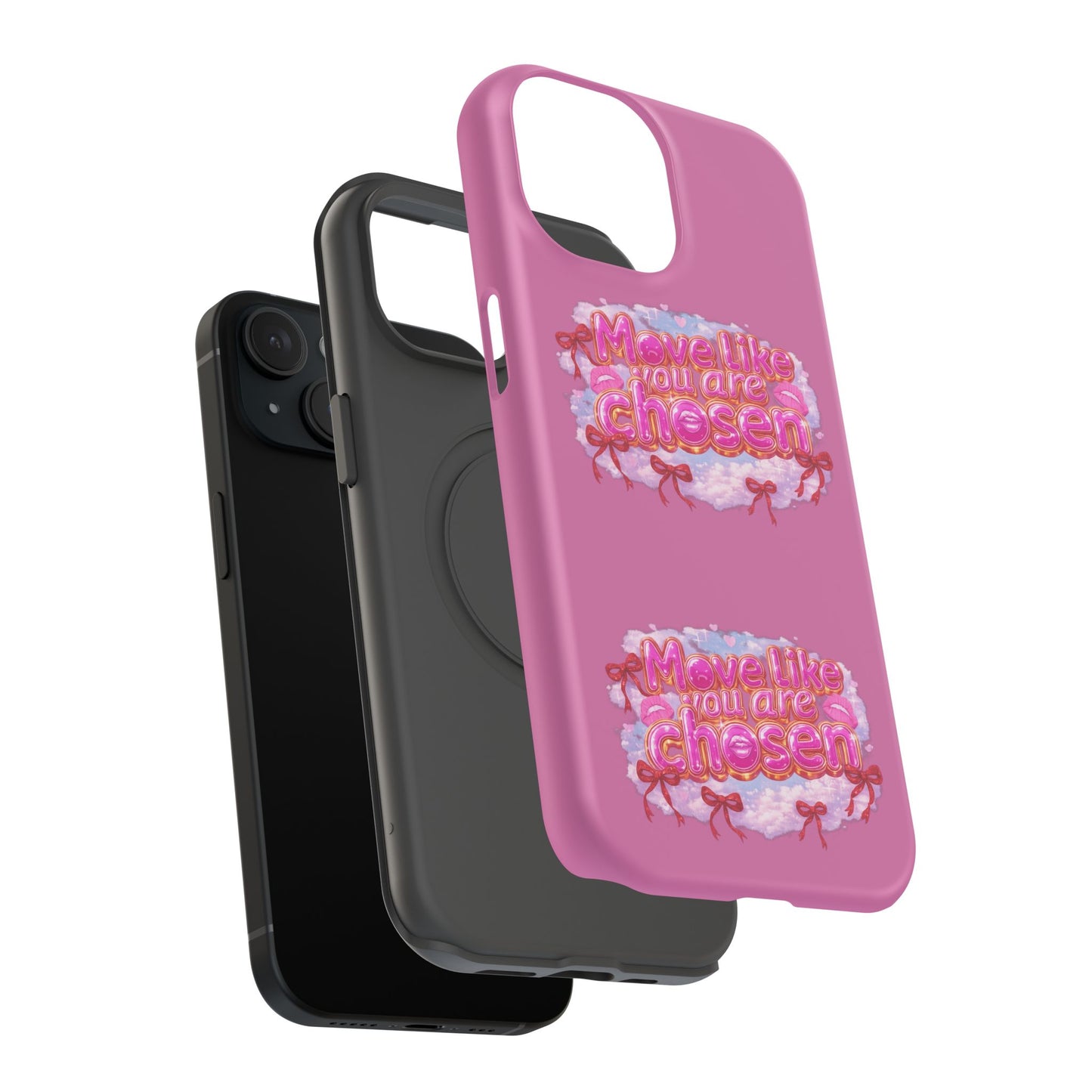 Impact-Resistant Phone Case — “Move Like You Are Chosen” Pink Floral Design
