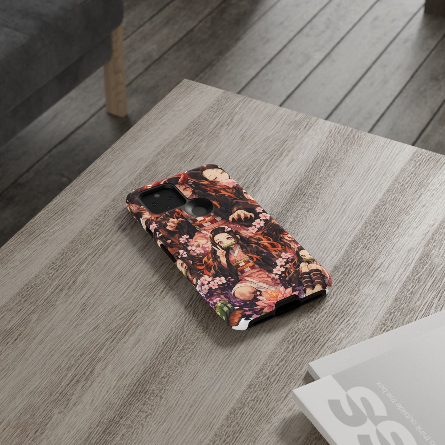 Anime Phone Case — Floral Nezuko Pattern Tough Case