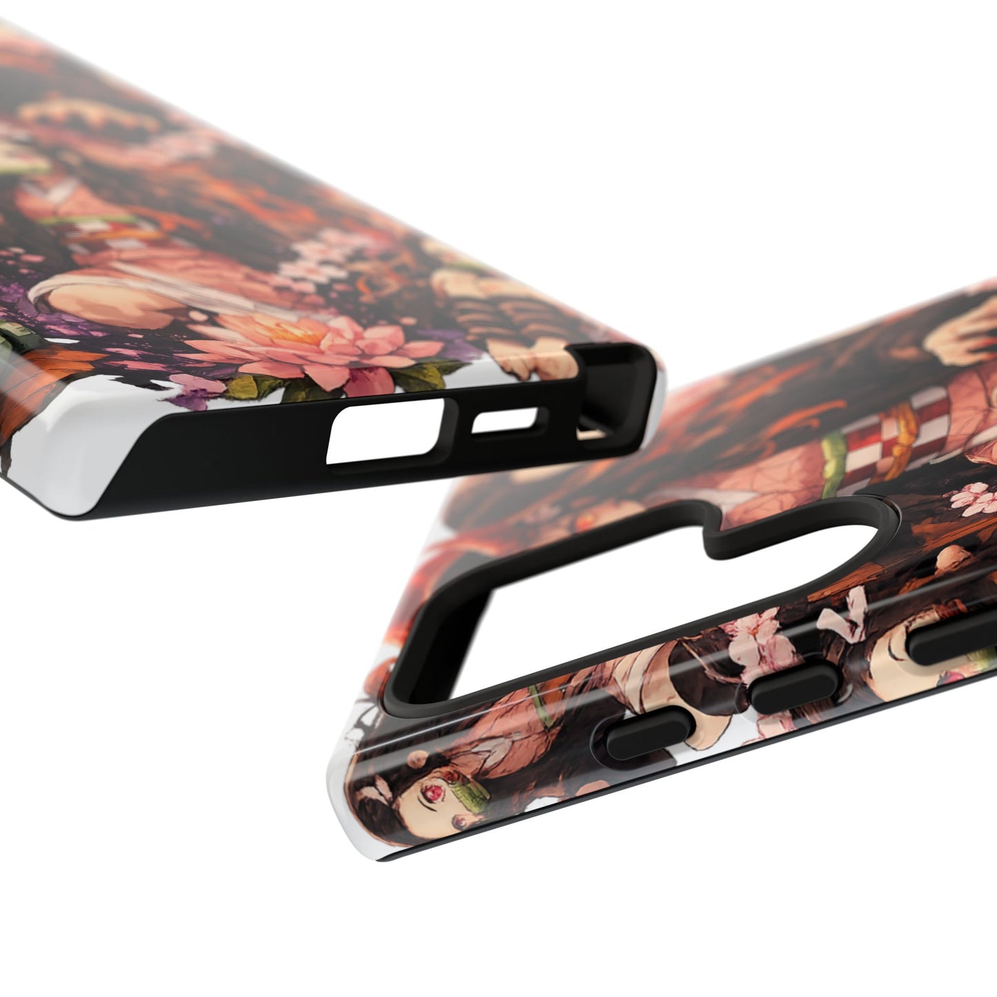 Anime Phone Case — Floral Nezuko Pattern Tough Case