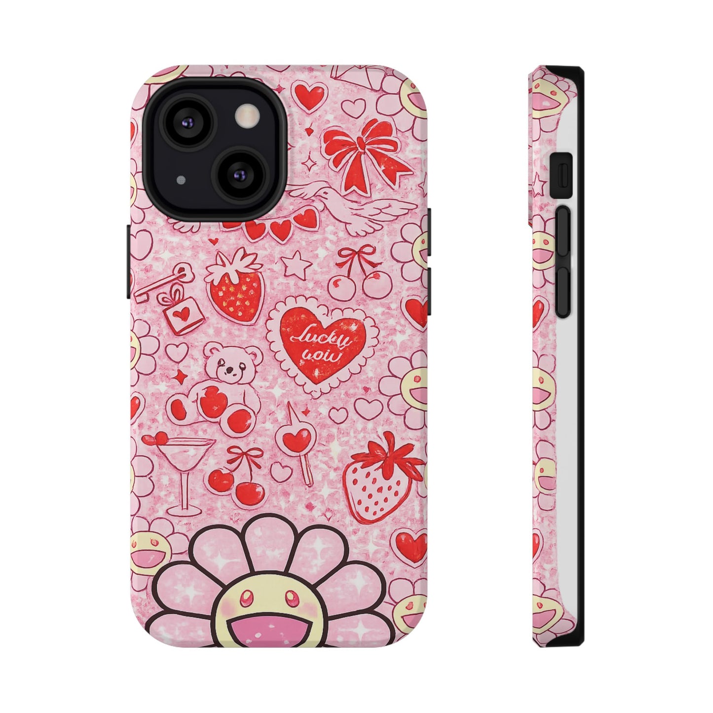 Cute Pink Kawaii Floral Phone Case — Impact-Resistant