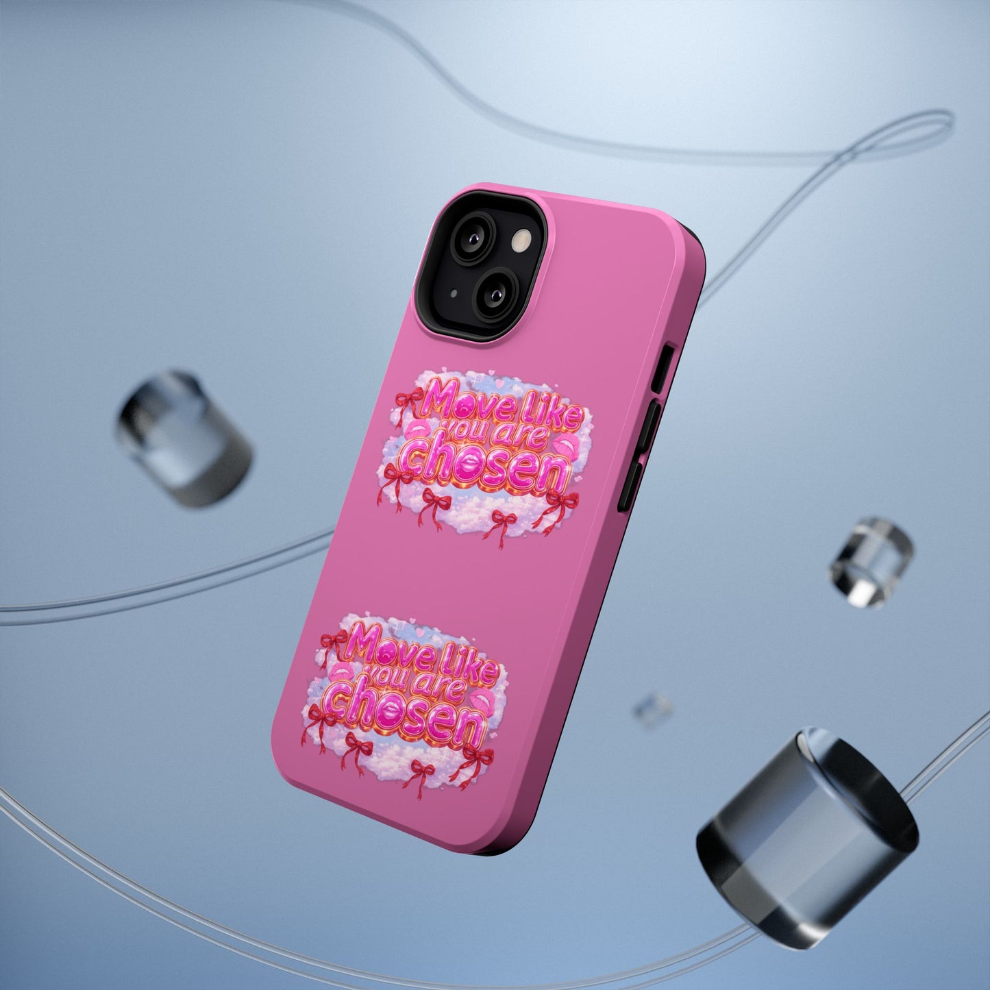 Impact-Resistant Phone Case — “Move Like You Are Chosen” Pink Floral Design