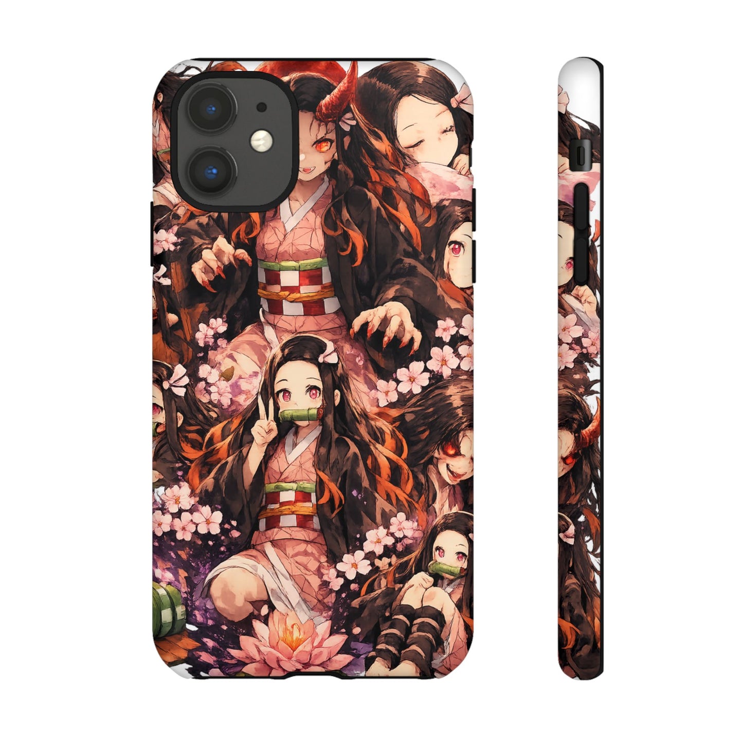 Anime Phone Case — Floral Nezuko Pattern Tough Case