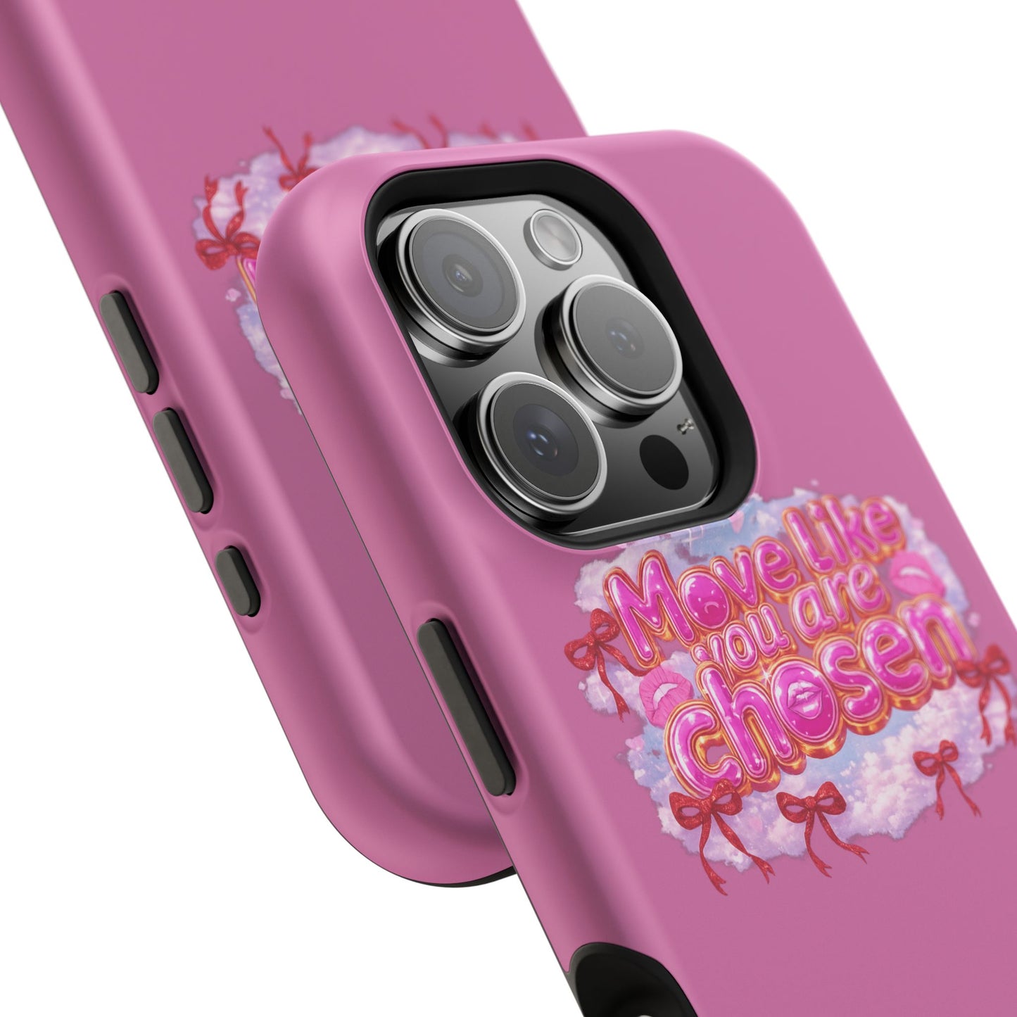 Impact-Resistant Phone Case — “Move Like You Are Chosen” Pink Floral Design