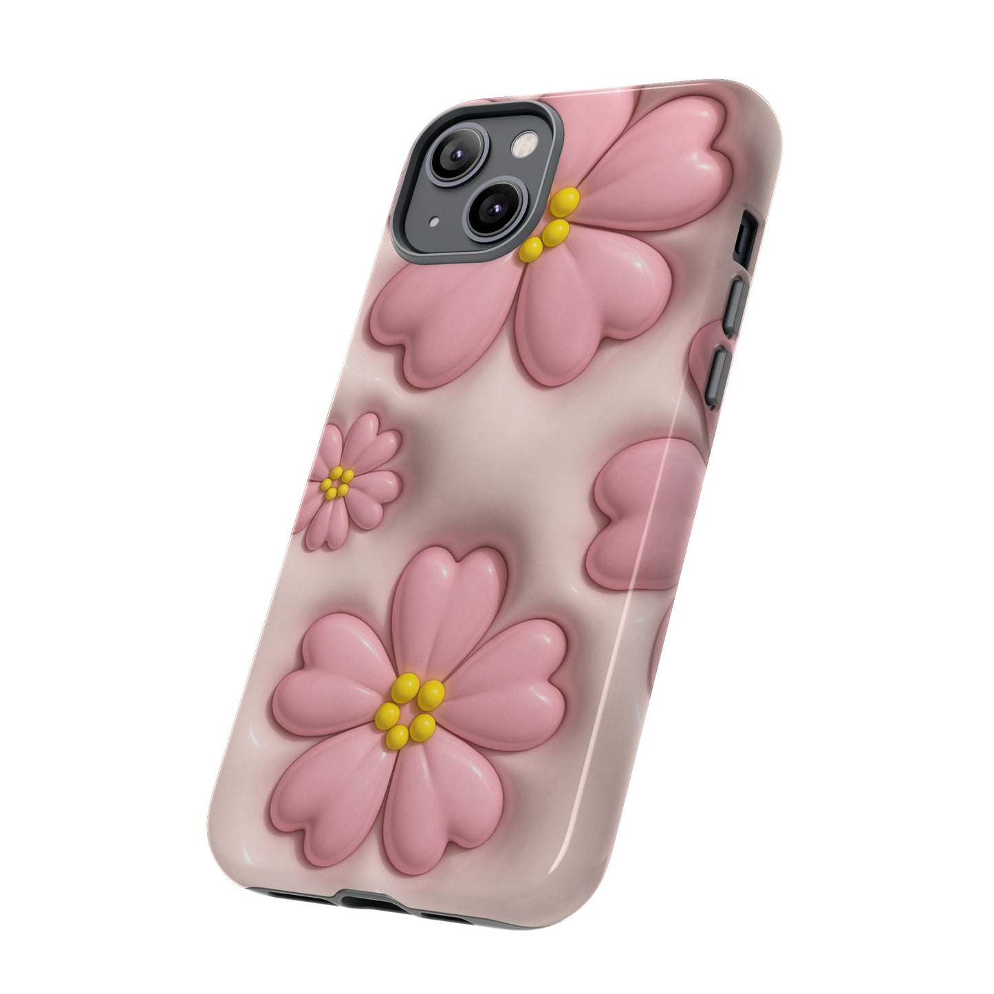 Floral Phone Case, Tough Cases for Women, Cute Flower iPhone Cover, Soft Pink Floral Design, Spring Accessories