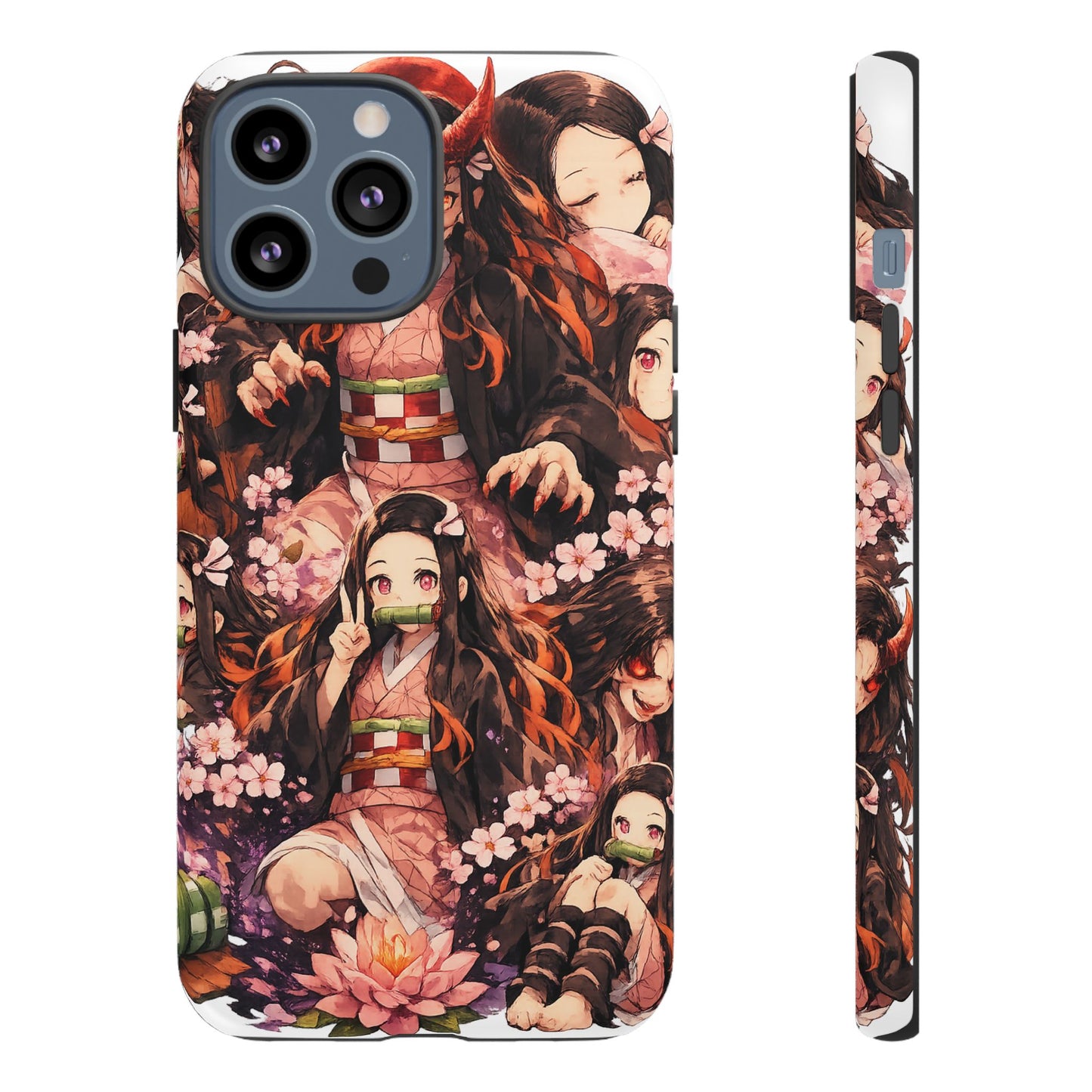 Anime Phone Case — Floral Nezuko Pattern Tough Case