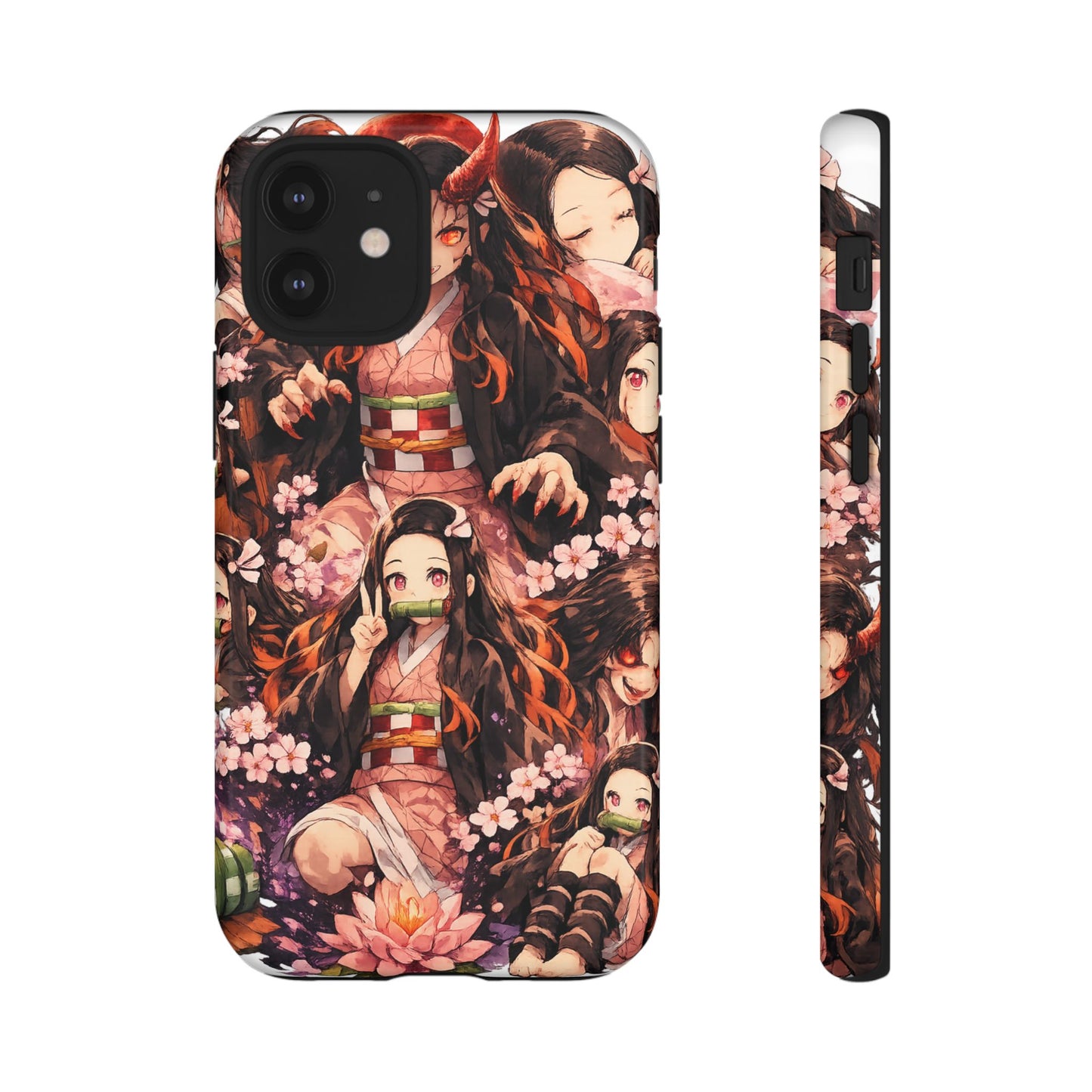 Anime Phone Case — Floral Nezuko Pattern Tough Case