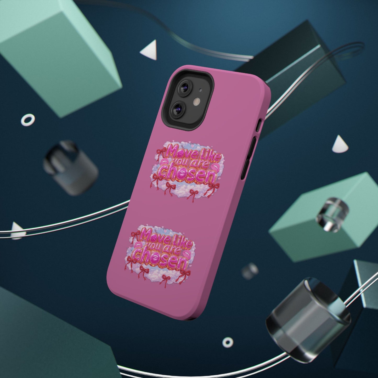 Impact-Resistant Phone Case — “Move Like You Are Chosen” Pink Floral Design