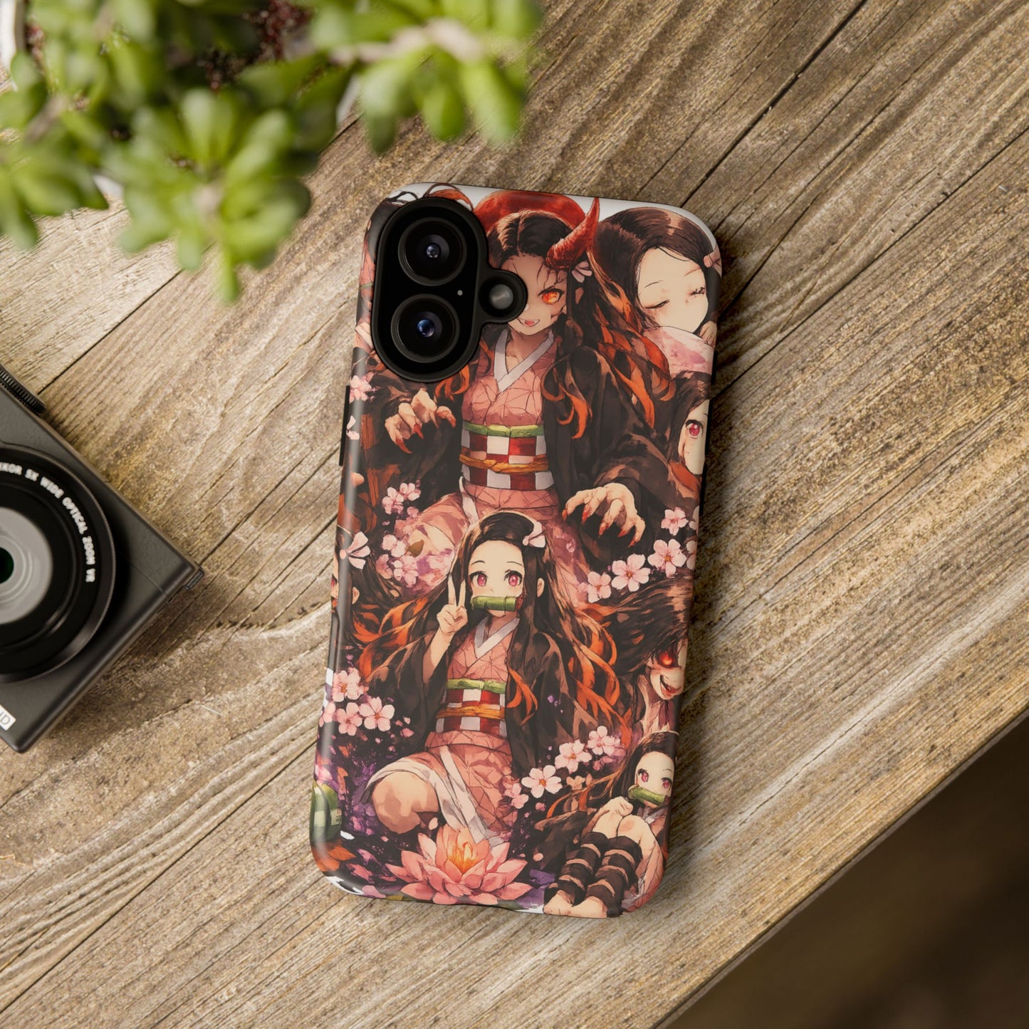 Anime Phone Case — Floral Nezuko Pattern Tough Case