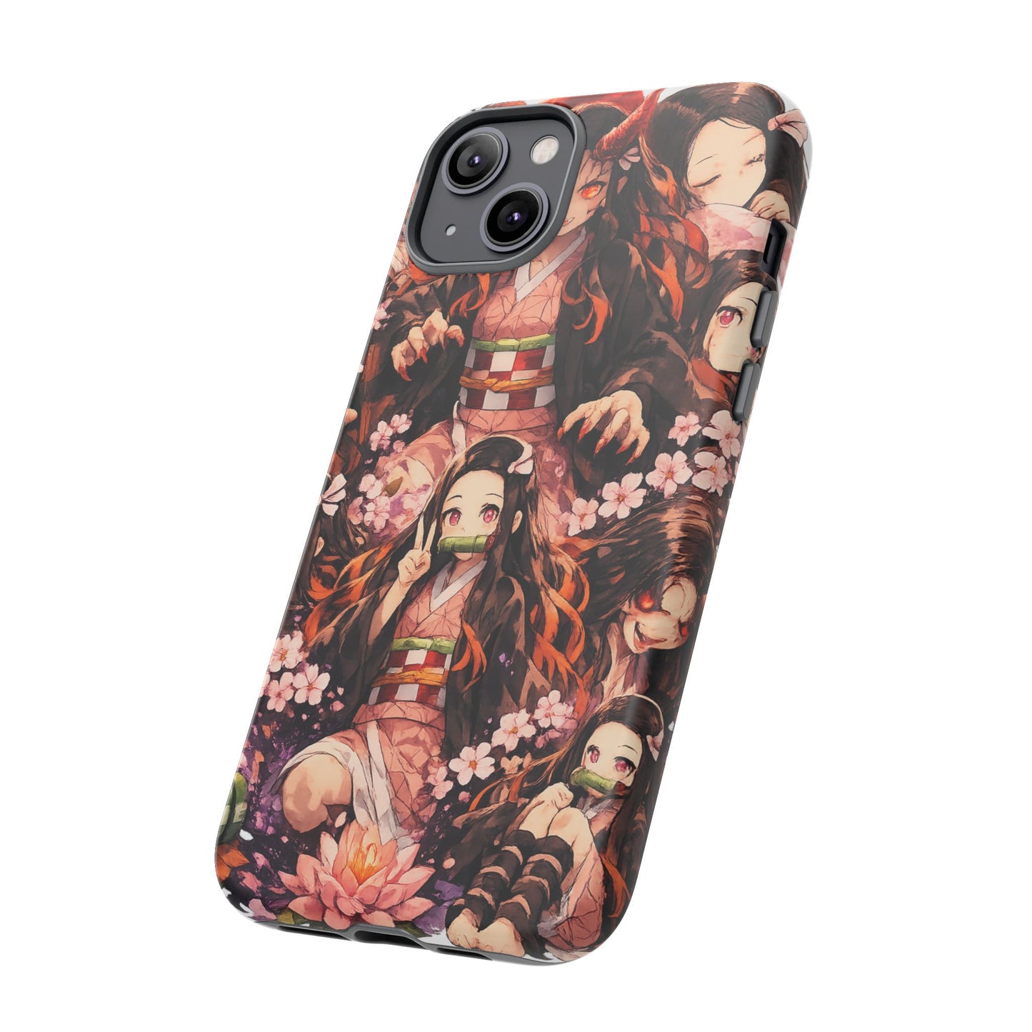 Anime Phone Case — Floral Nezuko Pattern Tough Case