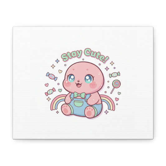 Stay Cute Kawaii Octopus Canvas | Cutecore Pastel, Candy kawaii art
