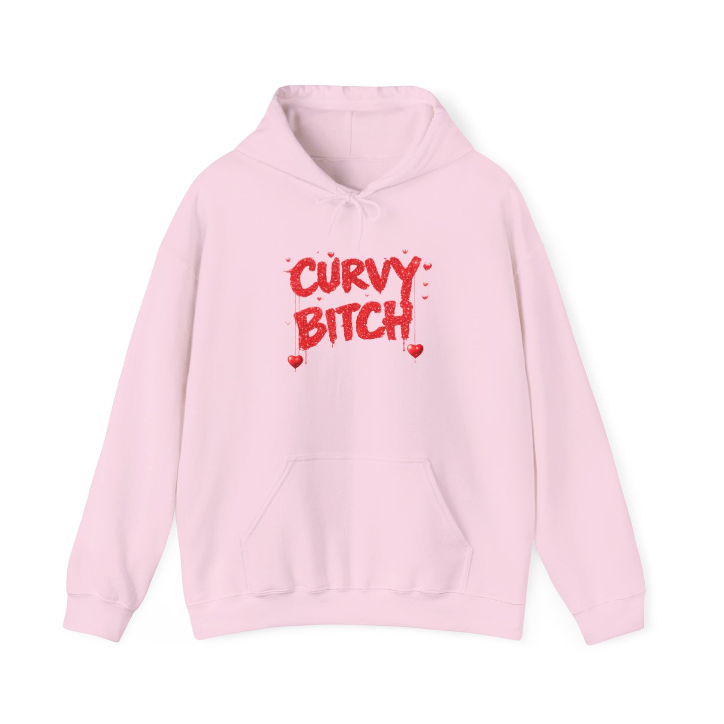 Curvy Bitch Hoodie — Bold Red Graphic Feminine Empowerment Sweatshirt