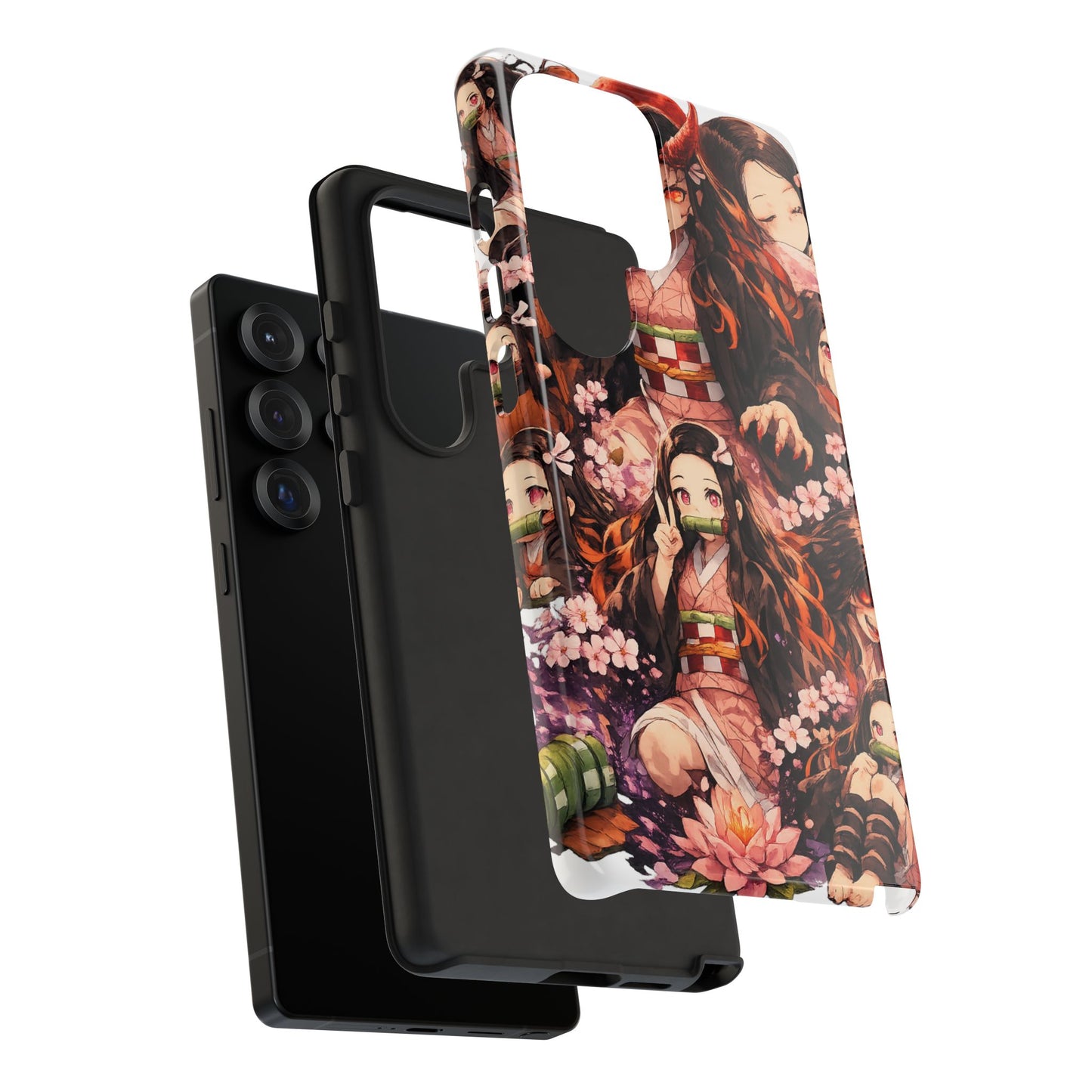 Anime Phone Case — Floral Nezuko Pattern Tough Case