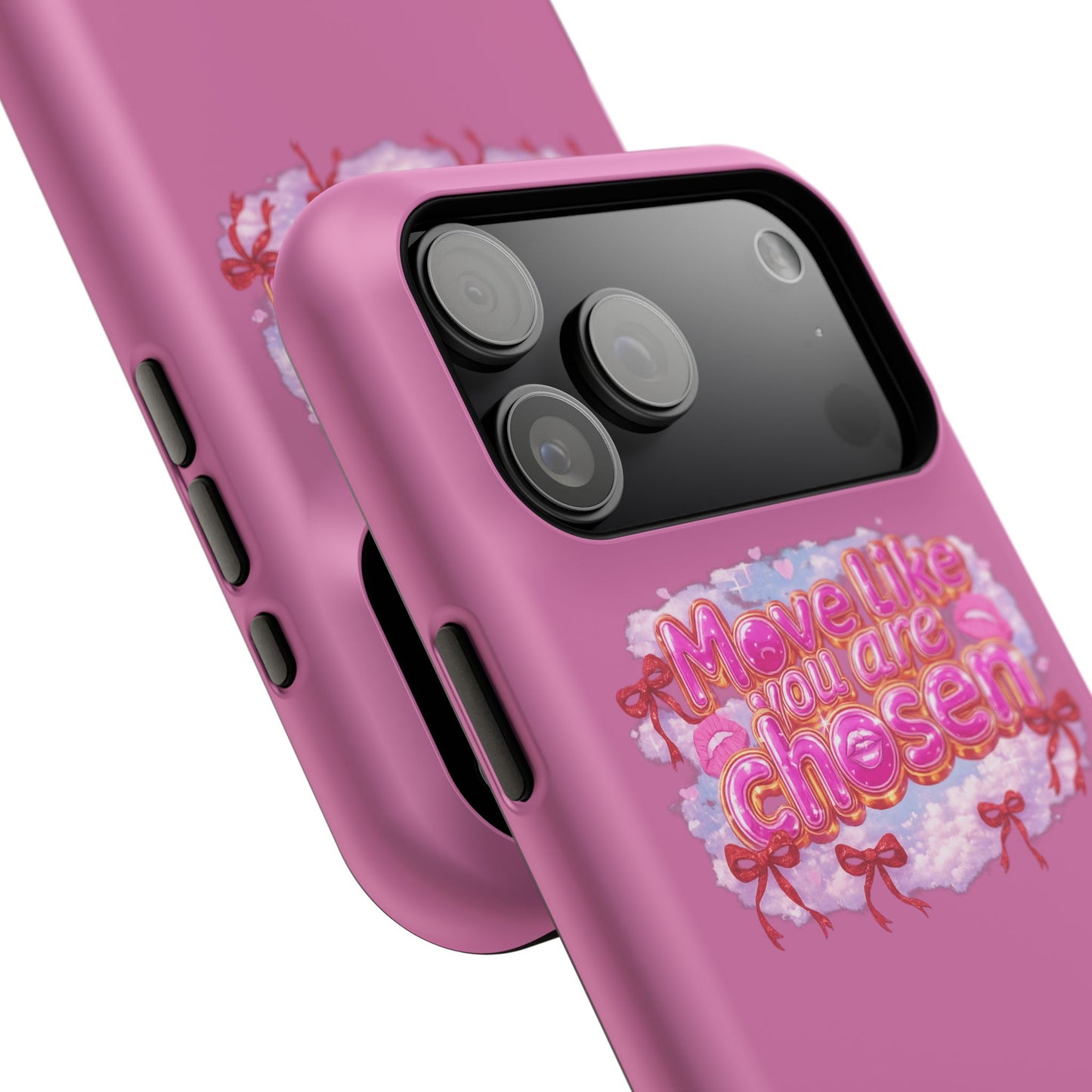 Impact-Resistant Phone Case — “Move Like You Are Chosen” Pink Floral Design
