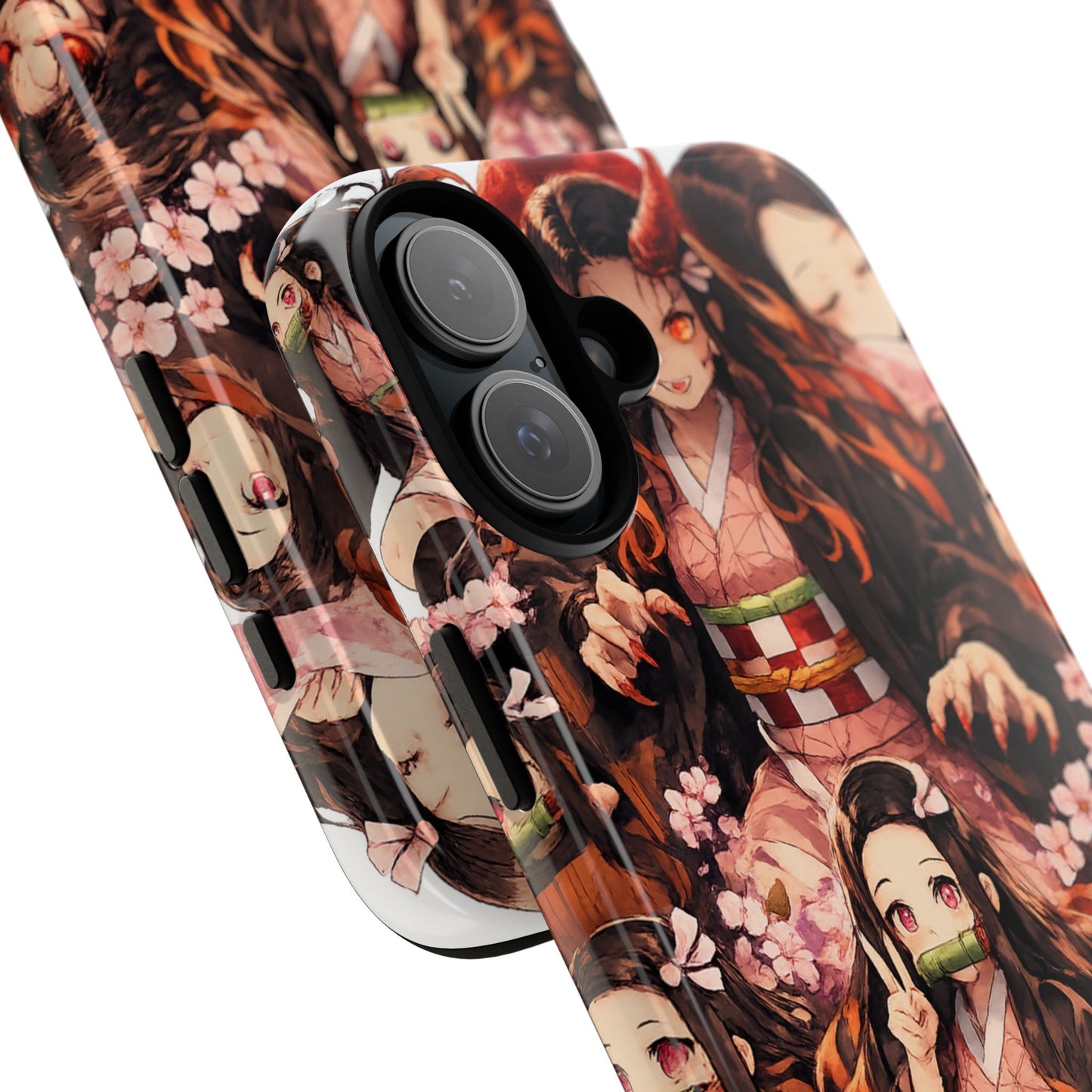 Anime Phone Case — Floral Nezuko Pattern Tough Case