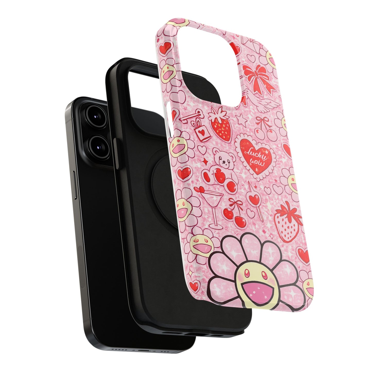 Cute Pink Kawaii Floral Phone Case — Impact-Resistant