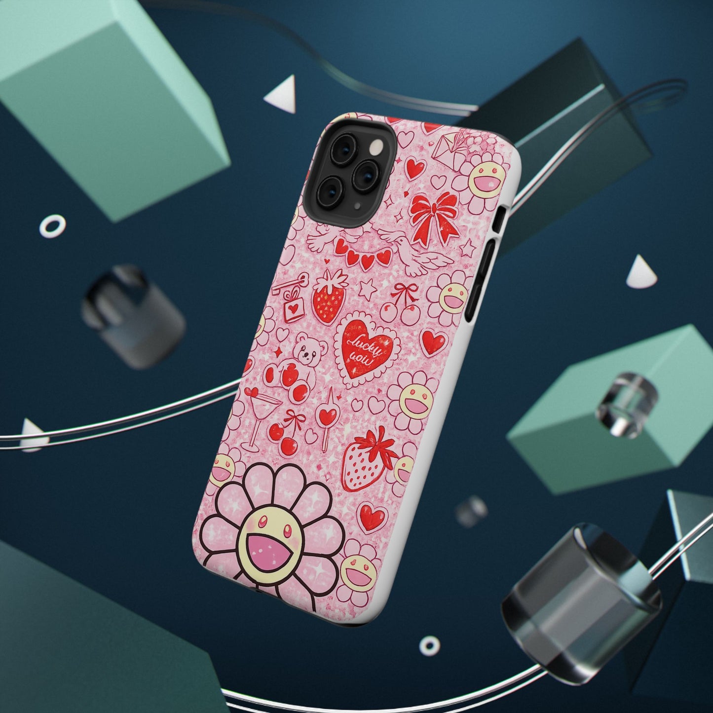Cute Pink Kawaii Floral Phone Case — Impact-Resistant