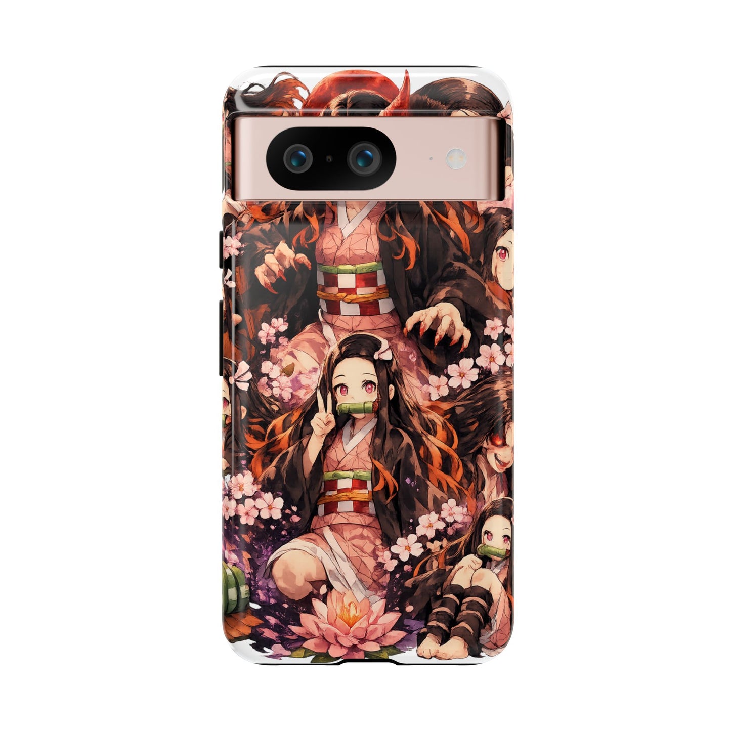 Anime Phone Case — Floral Nezuko Pattern Tough Case