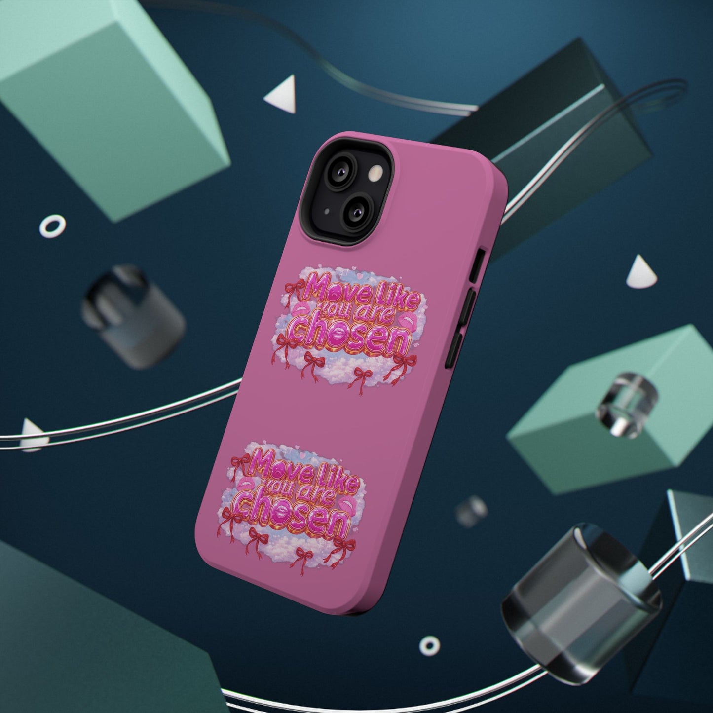 Impact-Resistant Phone Case — “Move Like You Are Chosen” Pink Floral Design