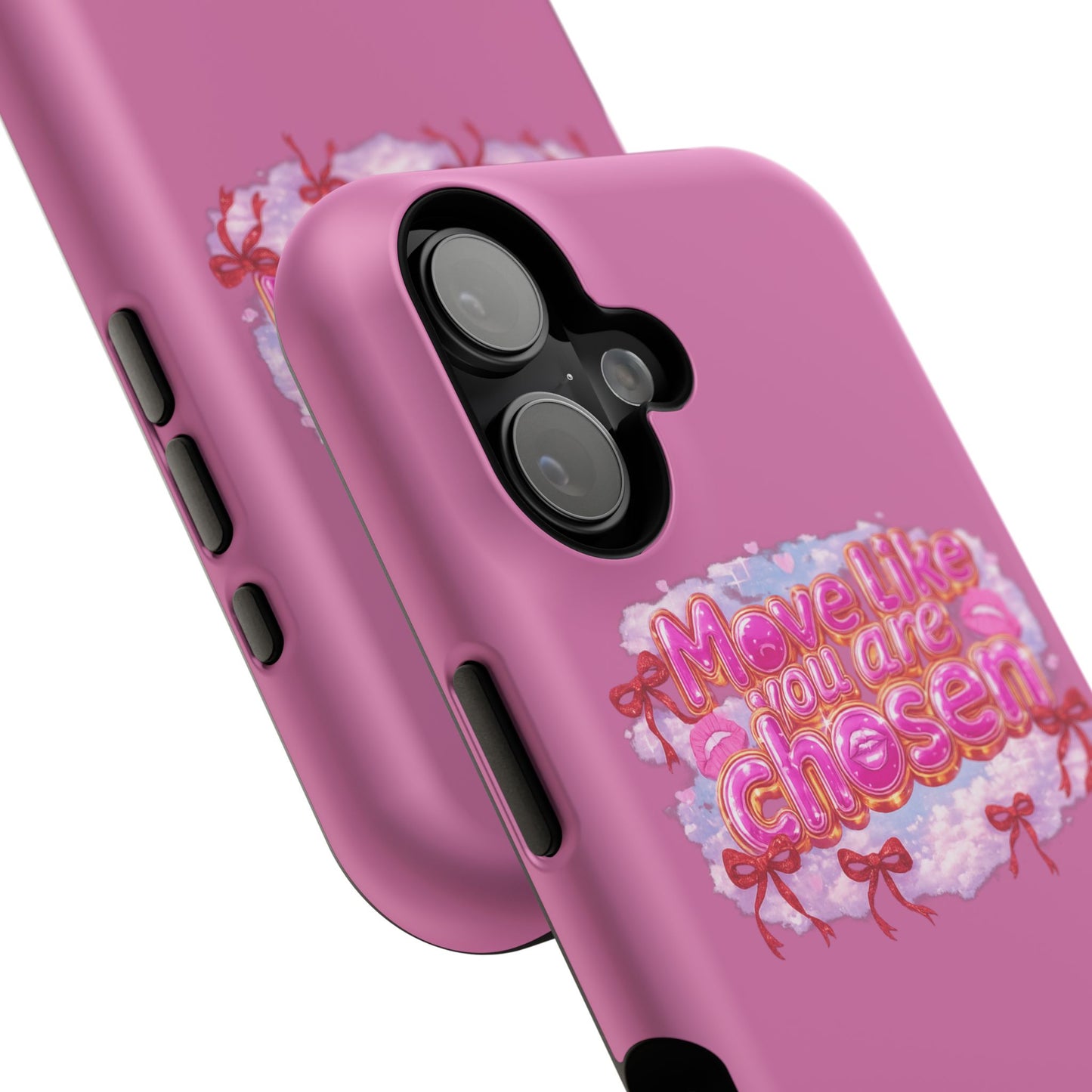Impact-Resistant Phone Case — “Move Like You Are Chosen” Pink Floral Design