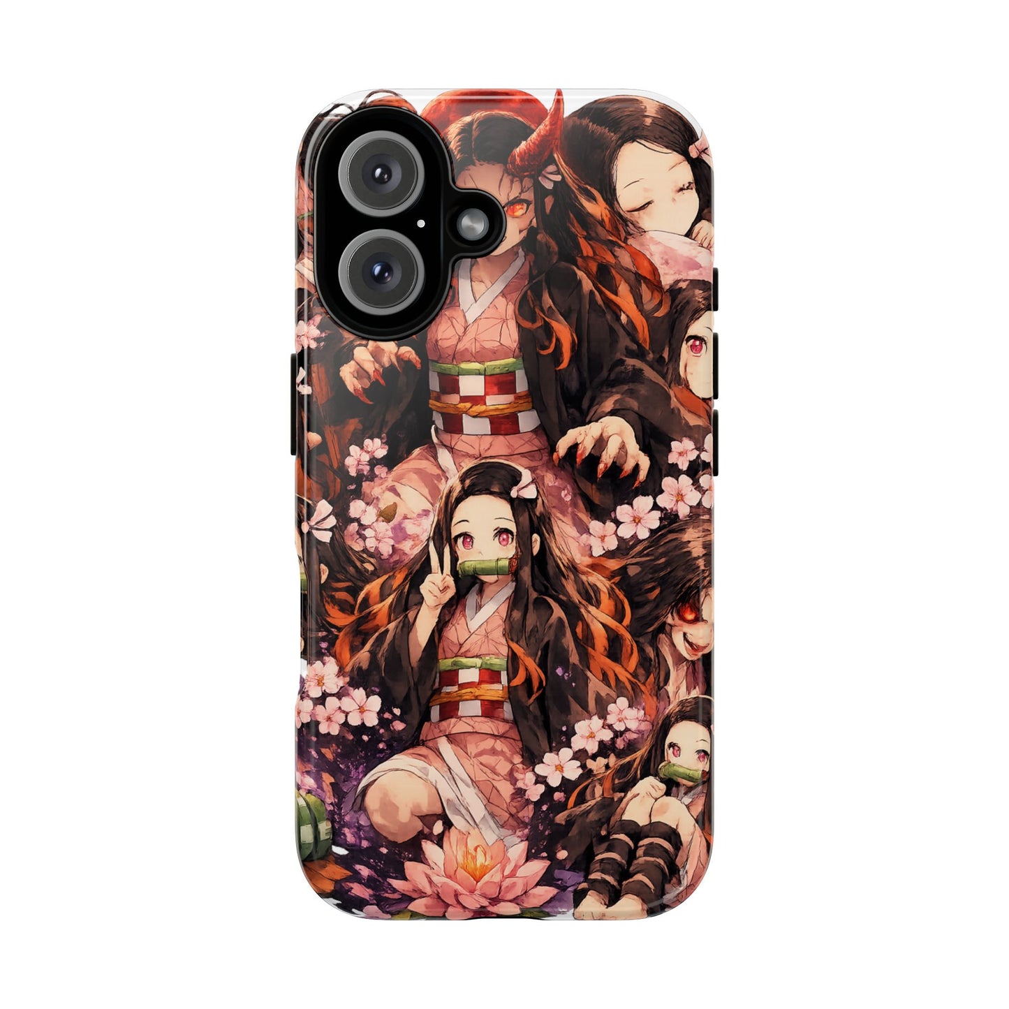 Anime Phone Case — Floral Nezuko Pattern Tough Case