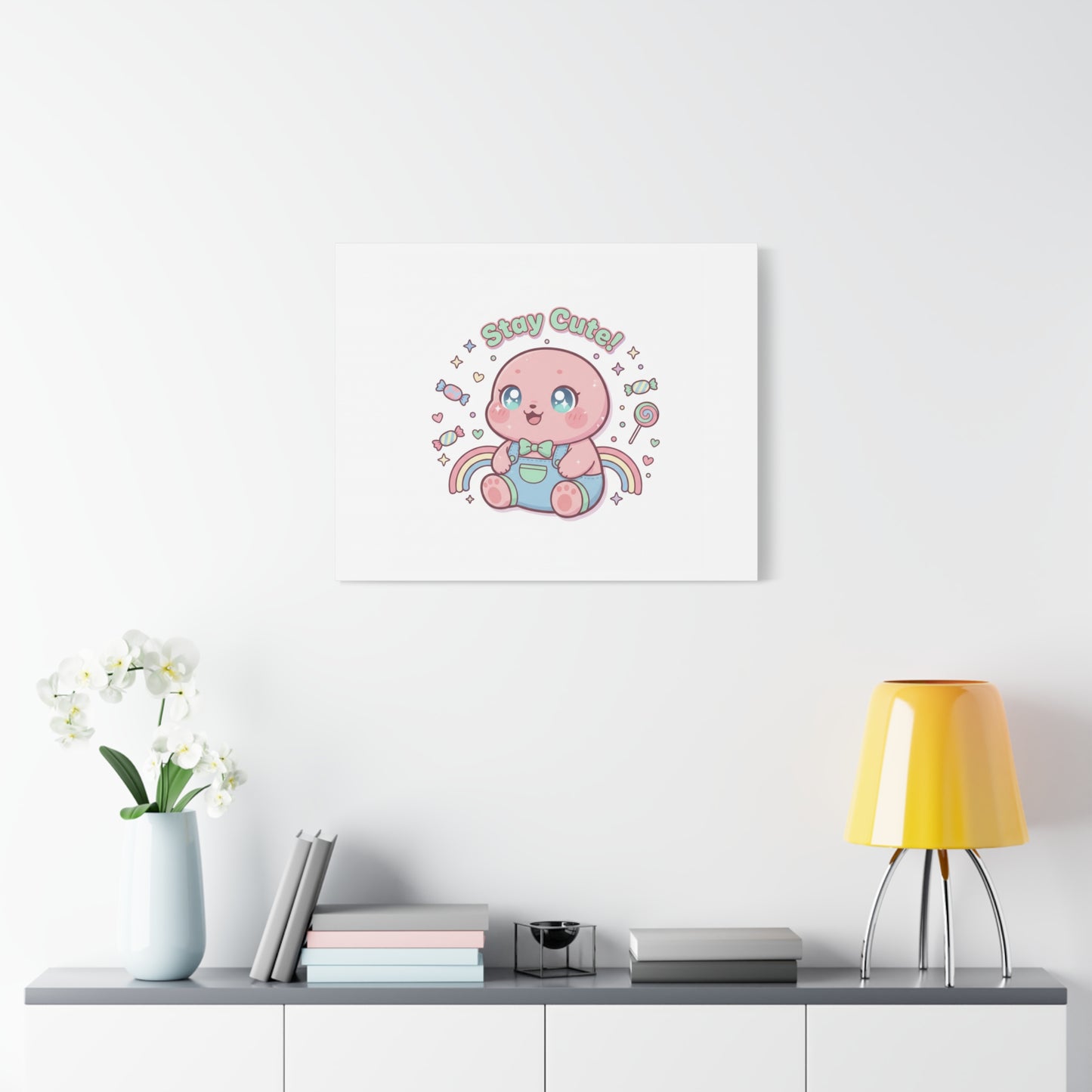 Stay Cute Kawaii Octopus Canvas | Cutecore Pastel, Candy kawaii art