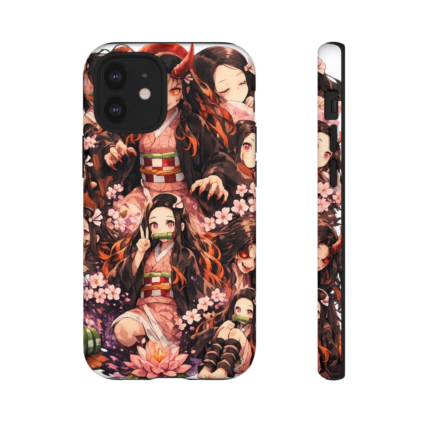 Anime Phone Case — Floral Nezuko Pattern Tough Case