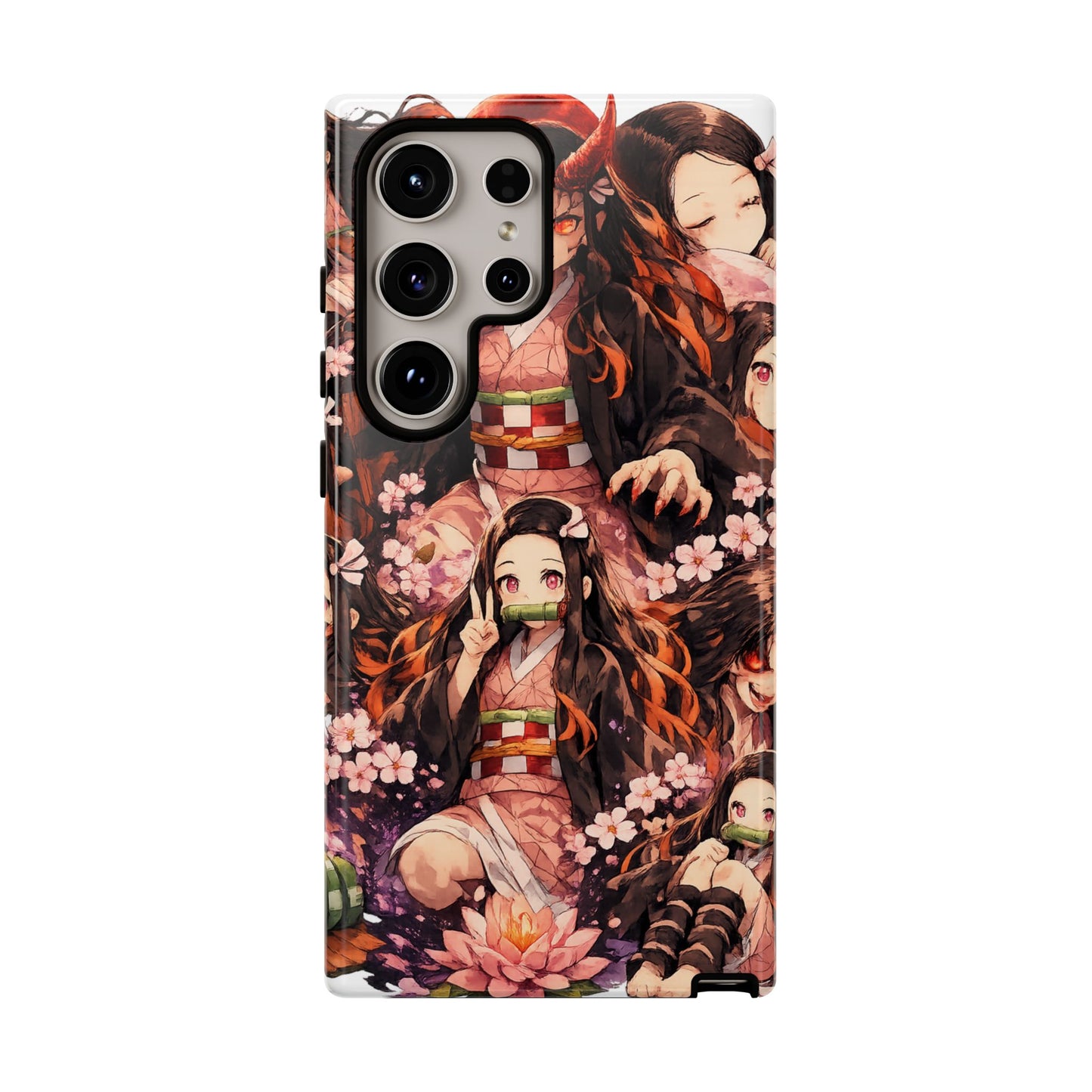 Anime Phone Case — Floral Nezuko Pattern Tough Case