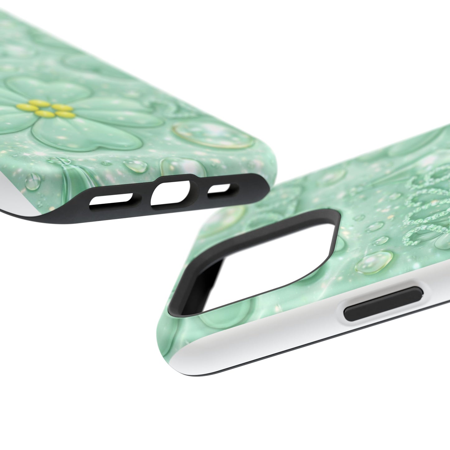 Impact-Resistant Phone Case — Mint 2026 Floral Clover Design