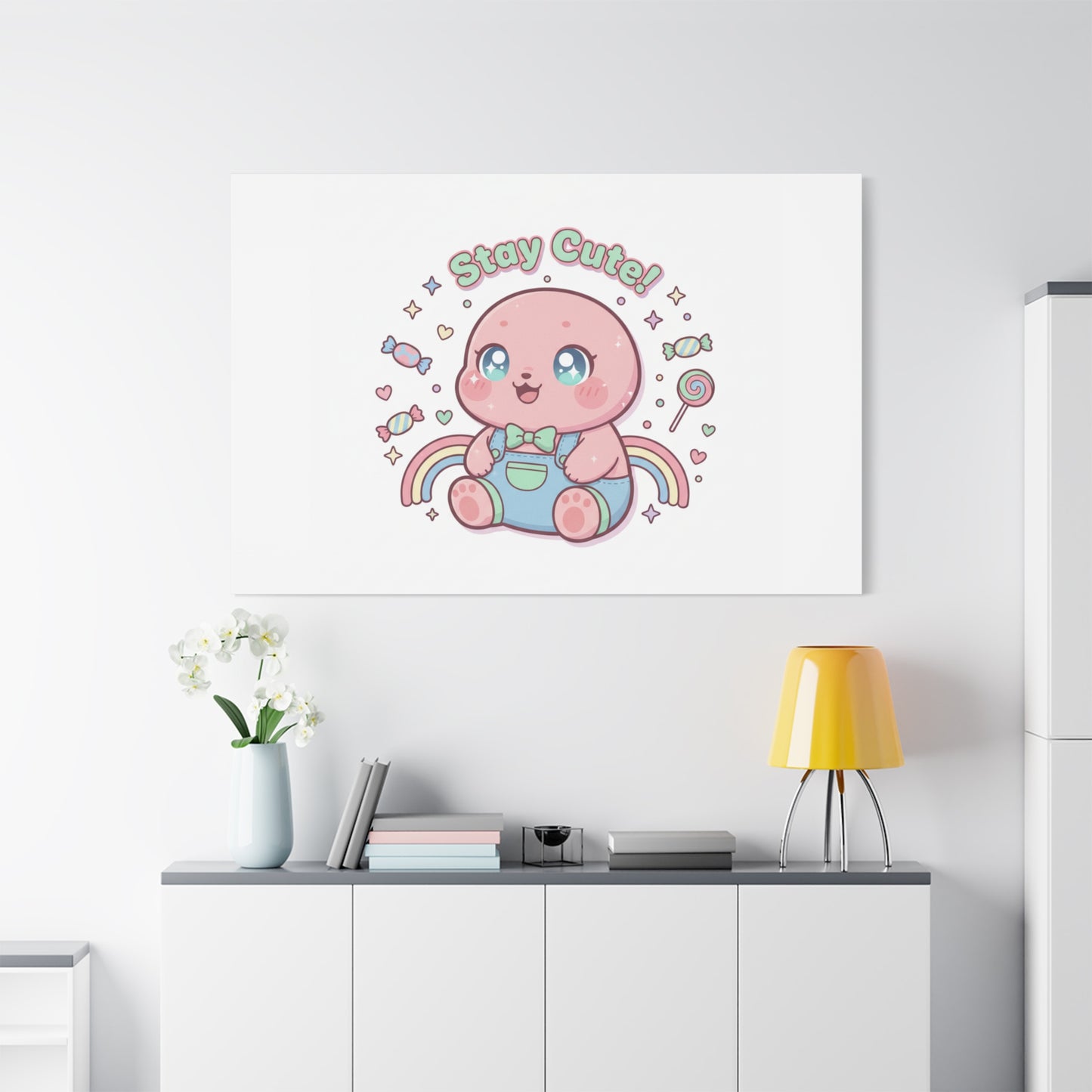 Stay Cute Kawaii Octopus Canvas | Cutecore Pastel, Candy kawaii art