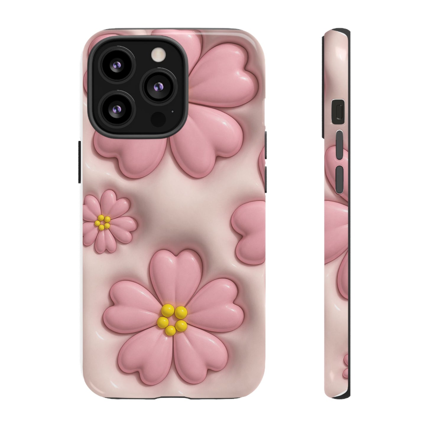 Floral Phone Case, Tough Cases for Women, Cute Flower iPhone Cover, Soft Pink Floral Design, Spring Accessories