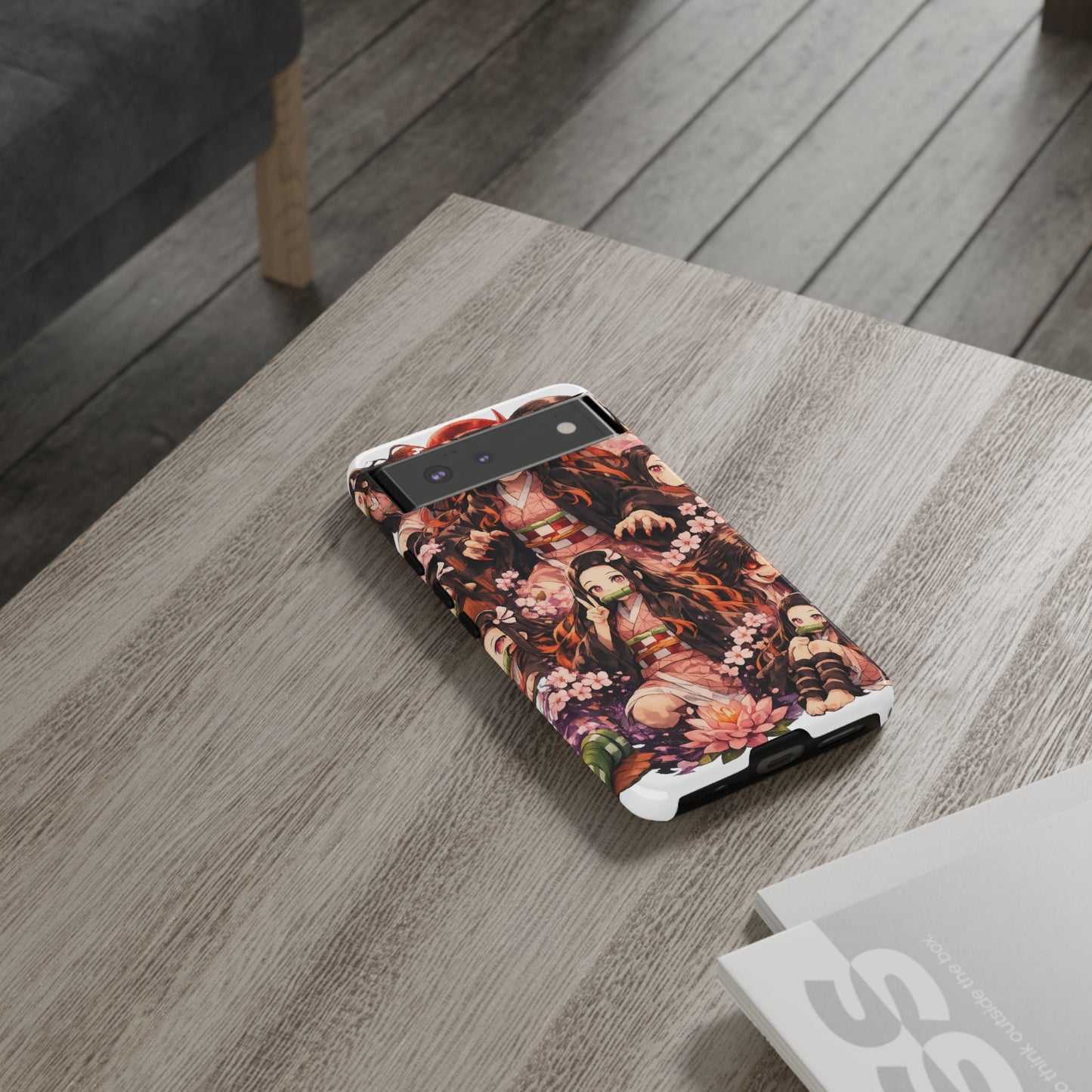 Anime Phone Case — Floral Nezuko Pattern Tough Case