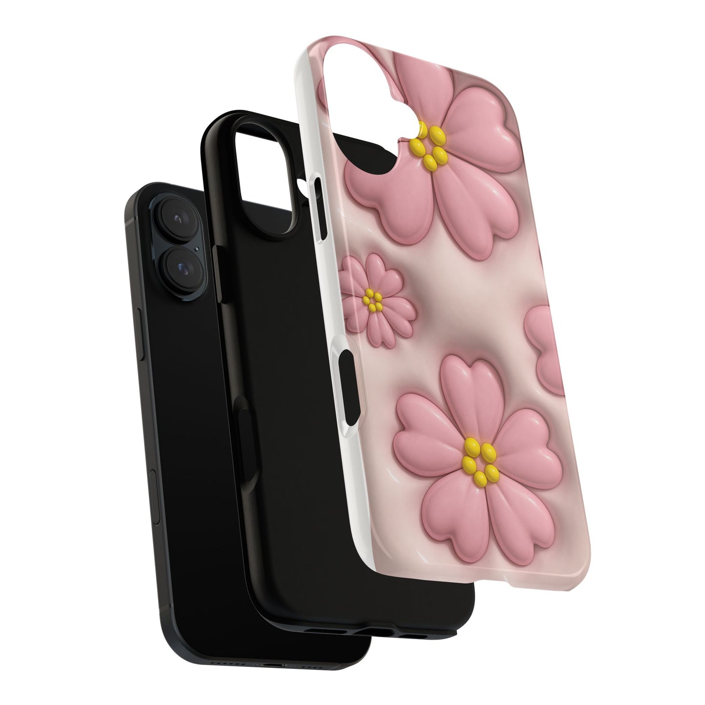 Floral Phone Case, Tough Cases for Women, Cute Flower iPhone Cover, Soft Pink Floral Design, Spring Accessories