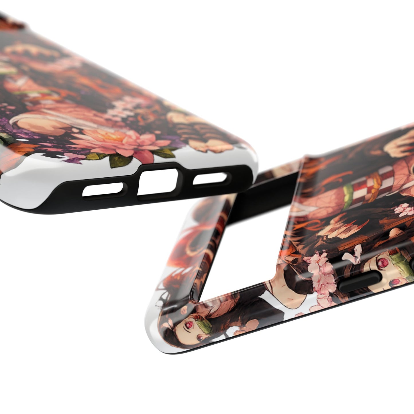 Anime Phone Case — Floral Nezuko Pattern Tough Case