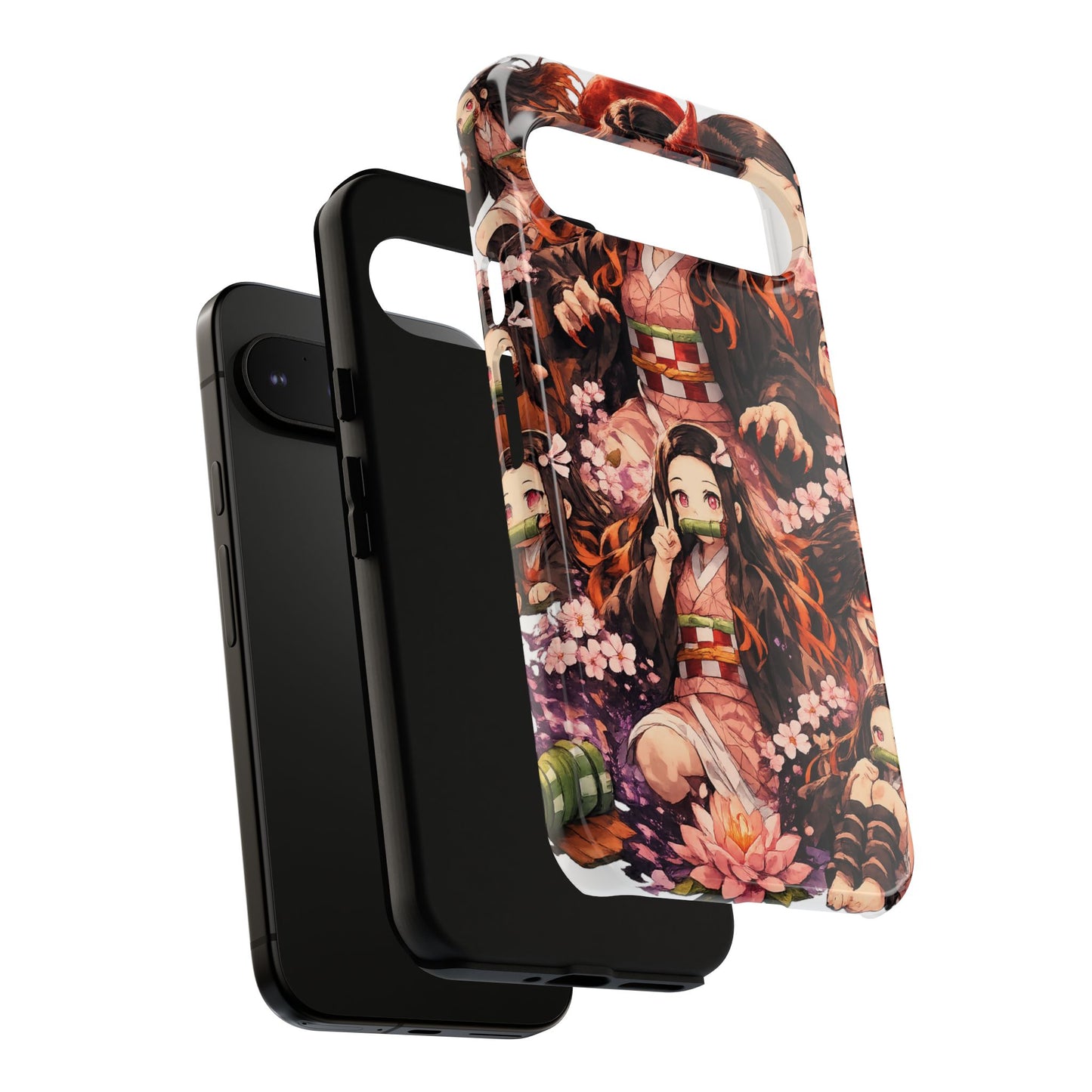 Anime Phone Case — Floral Nezuko Pattern Tough Case
