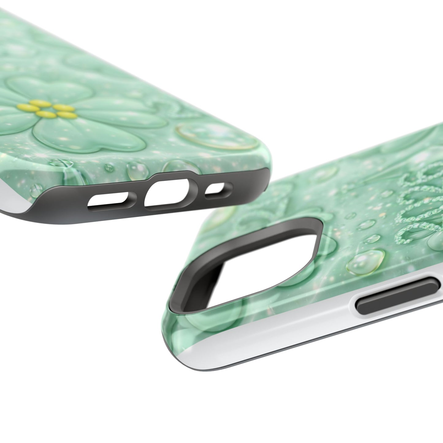 Impact-Resistant Phone Case — Mint 2026 Floral Clover Design