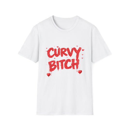 Curvy Bitch Graphic Tee – Bold Red Heart Typography Shirt